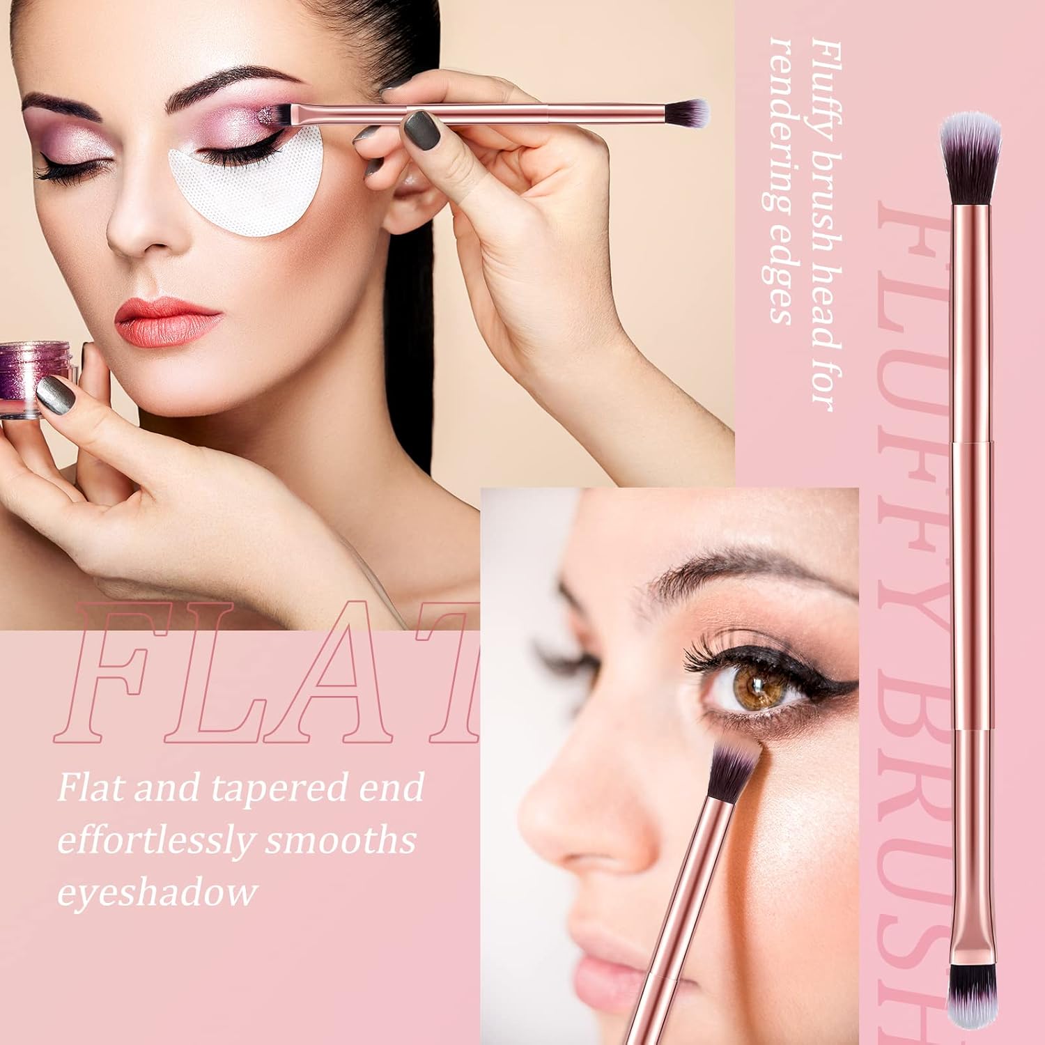 6 Piece Double Ended Eyeshadow Smudge Brush Set for Blending and Concealer - Image 3
