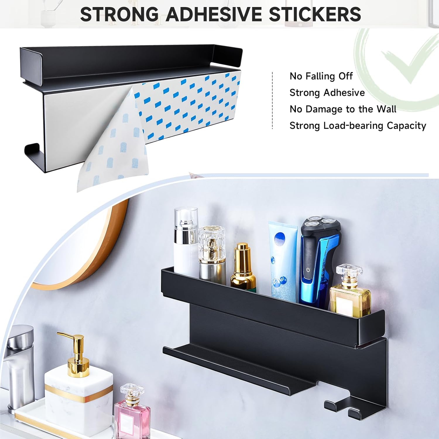 Black Wall-Mounted Hair Tool Organizer for Curling Iron and Hair Dryer Accessories - Image 5