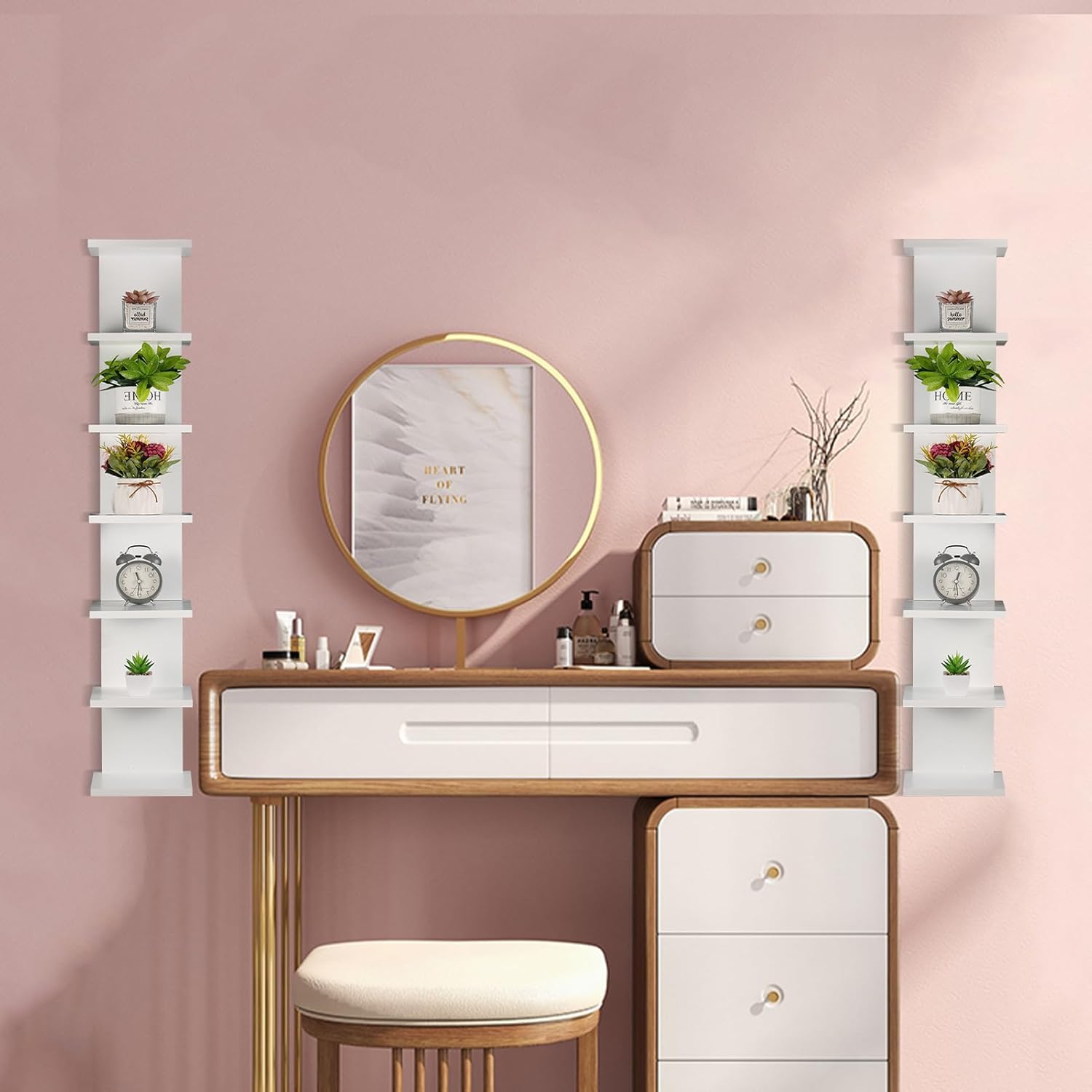 2 Pack 43 Inch 7 Tier Floating Wall Shelf for Compact Display and Storage - Image 2