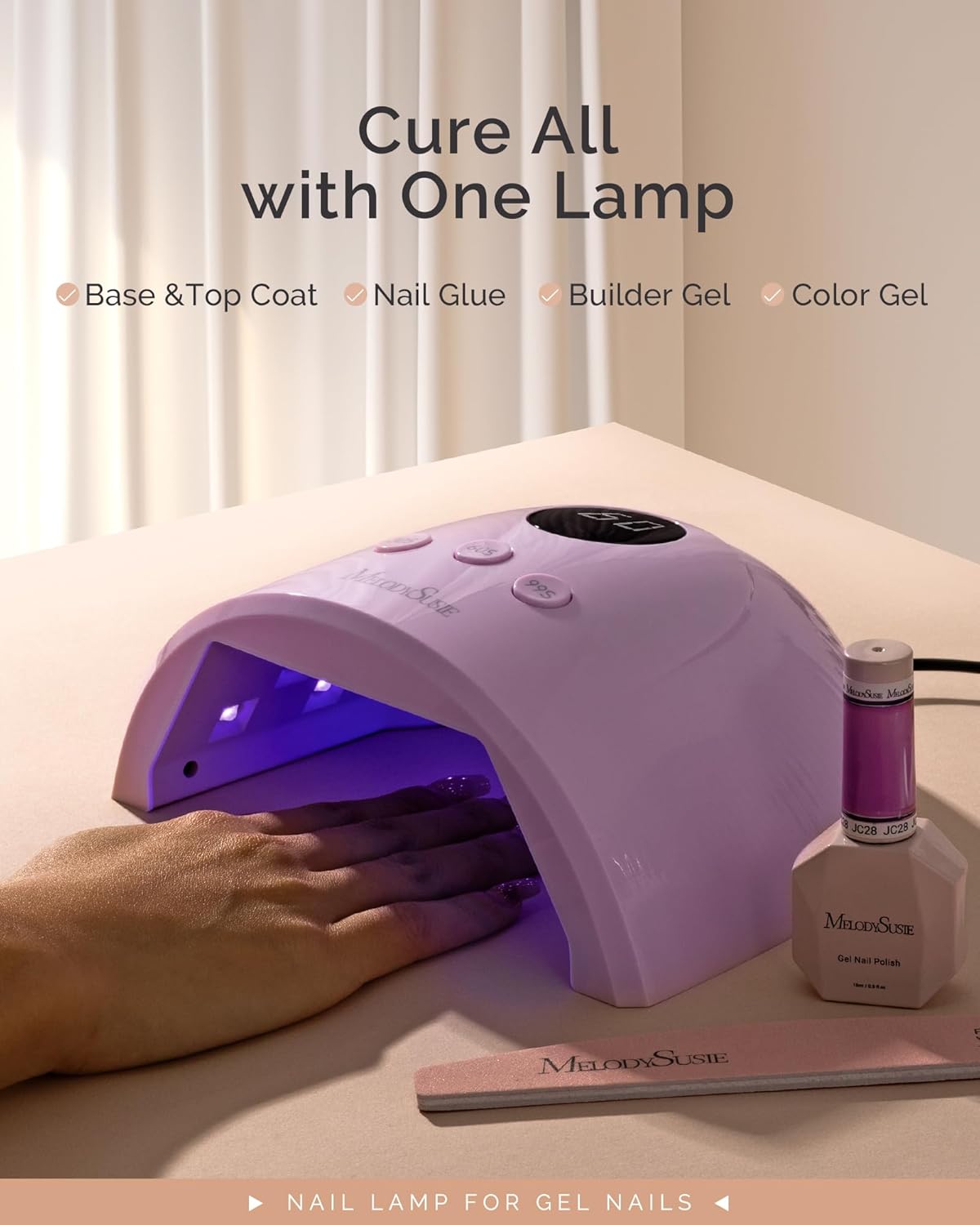 MelodySusie 48W Smart Sensor UV LED Nail Lamp, Purple, LCD Display, 3 Timers - Image 2