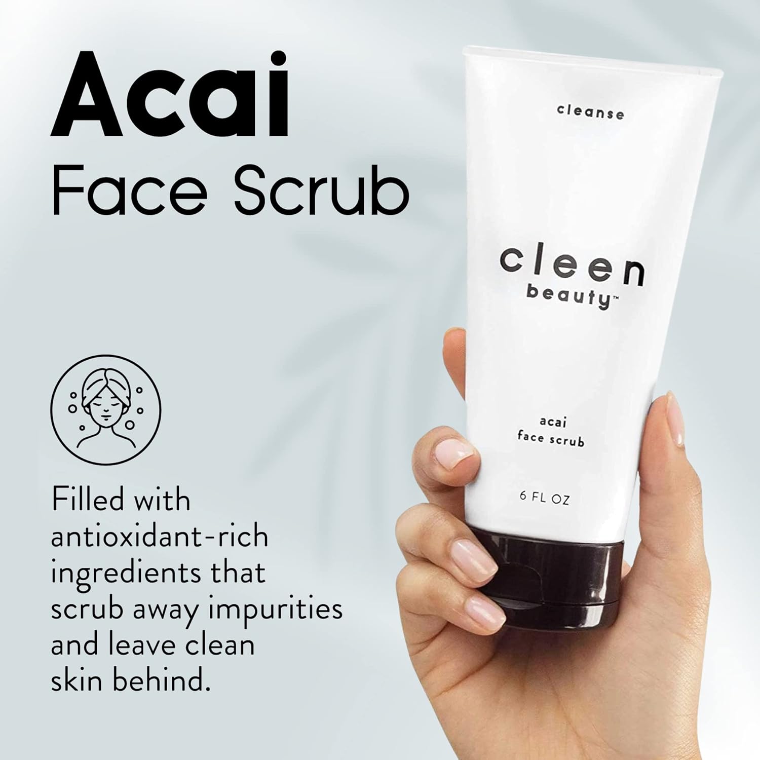 Clean Beauty Acai Facial Scrub 6.0 Fl Oz with Brazil Nut and Avocado Oil - Image 2
