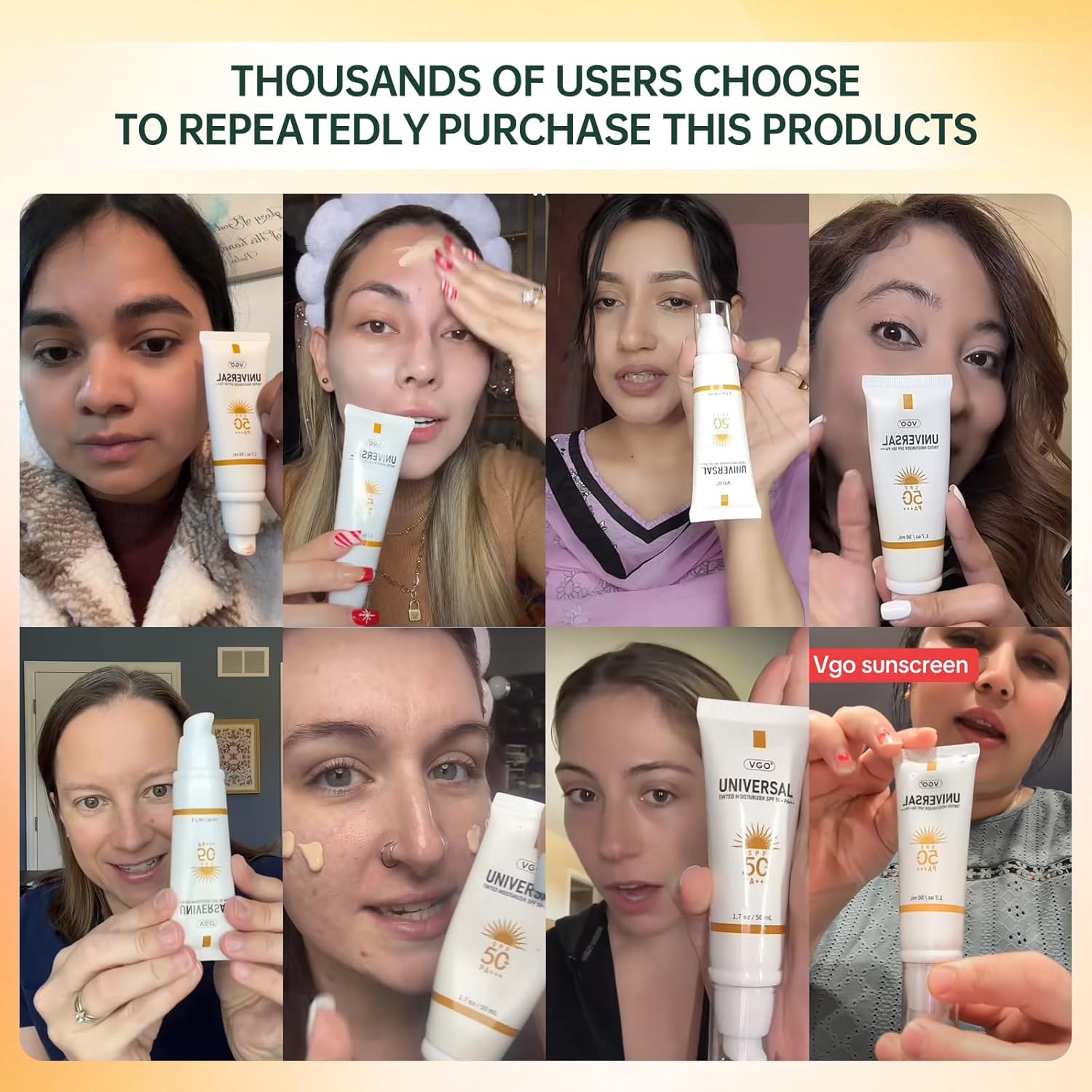 VGO Tinted Sunscreen Face SPF 50 Oil-Free Tinted Moisturizer 1.76oz No White Cast - Image 6