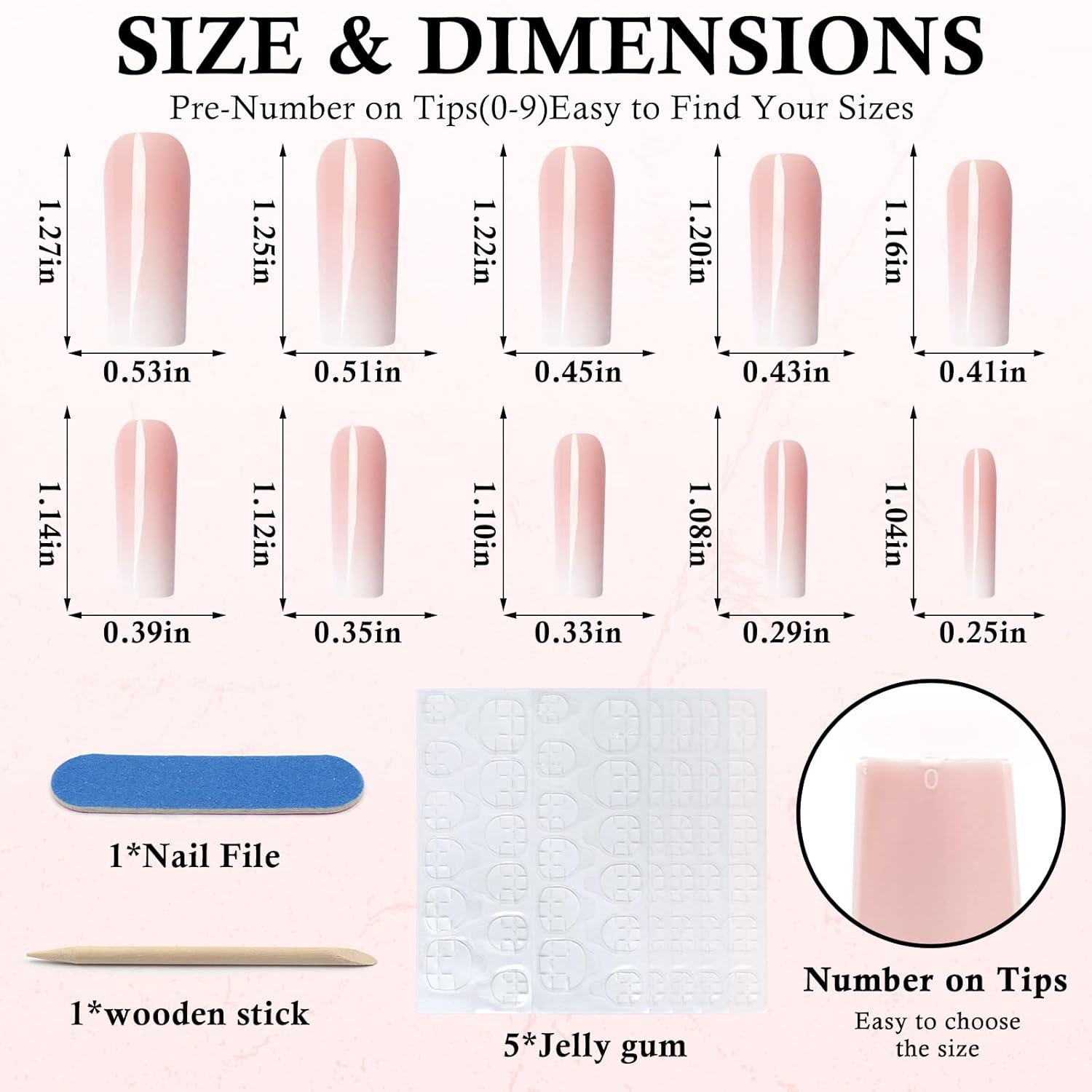 120 Pcs Glossy Square Ombre Press on Nails Full Cover Pink Artificial Fingernails for Women - Image 4