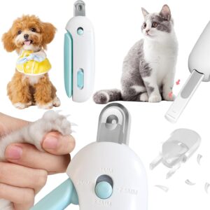 Cat Nail Clipper with Adjustable Aperture, Dog Nail Trimmer with Nail File for Puppies, Safe Pet Claw Clipper Grooming Tool to Avoid Over Cutting, Professional Pet Nail Cutter for Beginners (Blue)