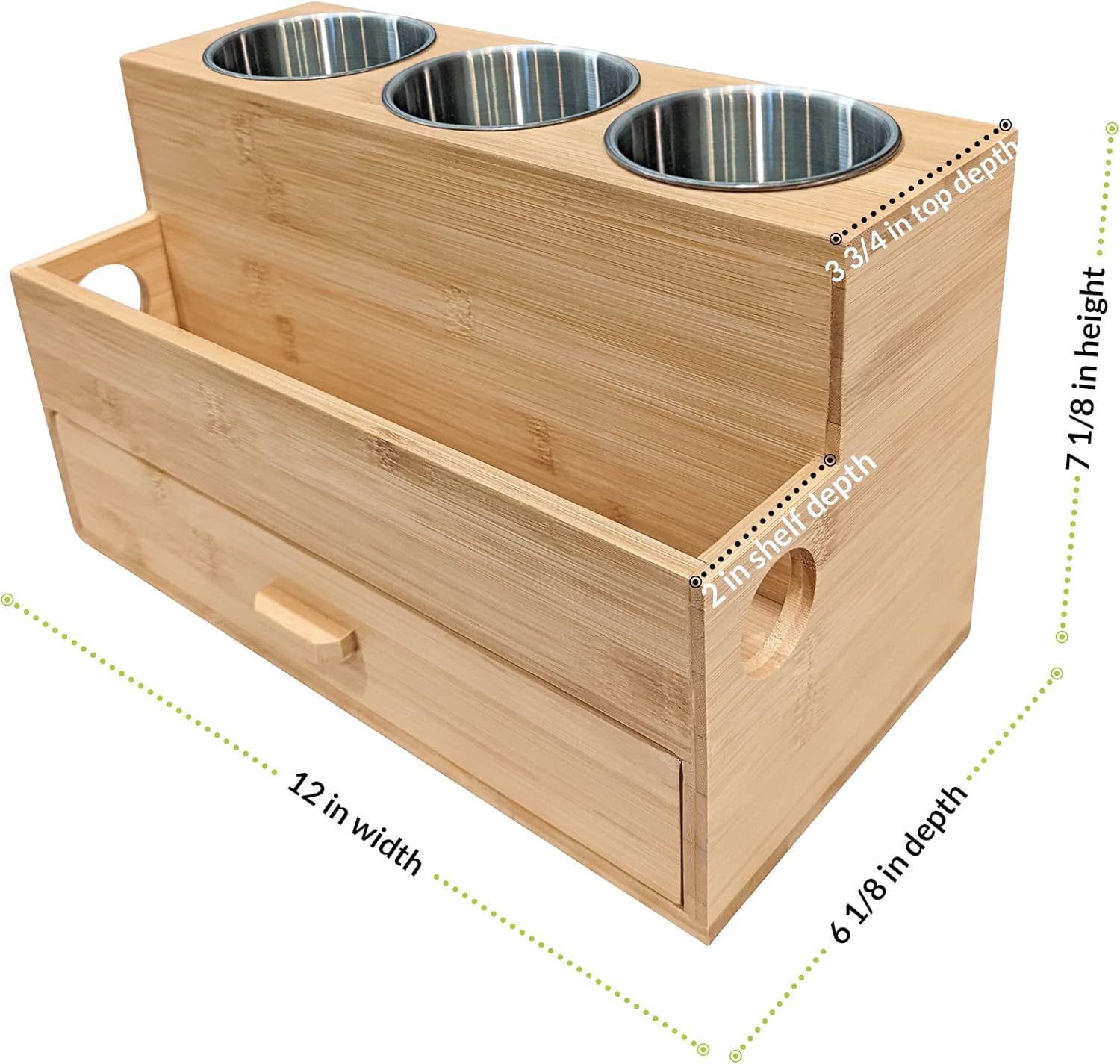Bamboo Bathroom Vanity Countertop Blow Dryer Organizer Holder Storage - Image 4