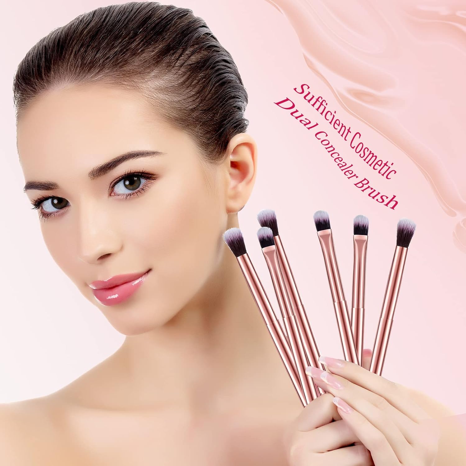 6 Piece Double Ended Eyeshadow Smudge Brush Set for Blending and Concealer - Image 7