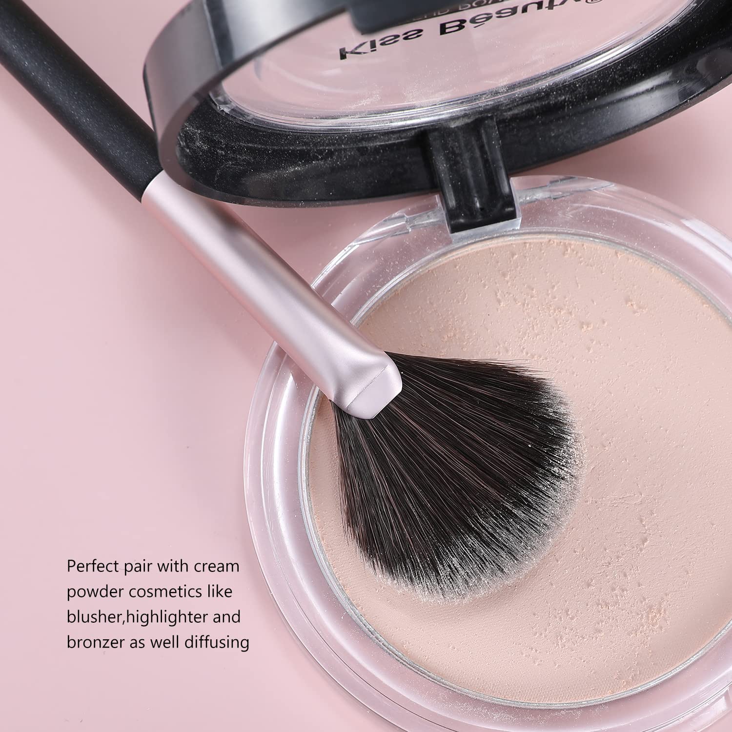 Soft Vegan Synthetic Fan Makeup Brush for Face and Eyes Professional Blush Application - Image 5