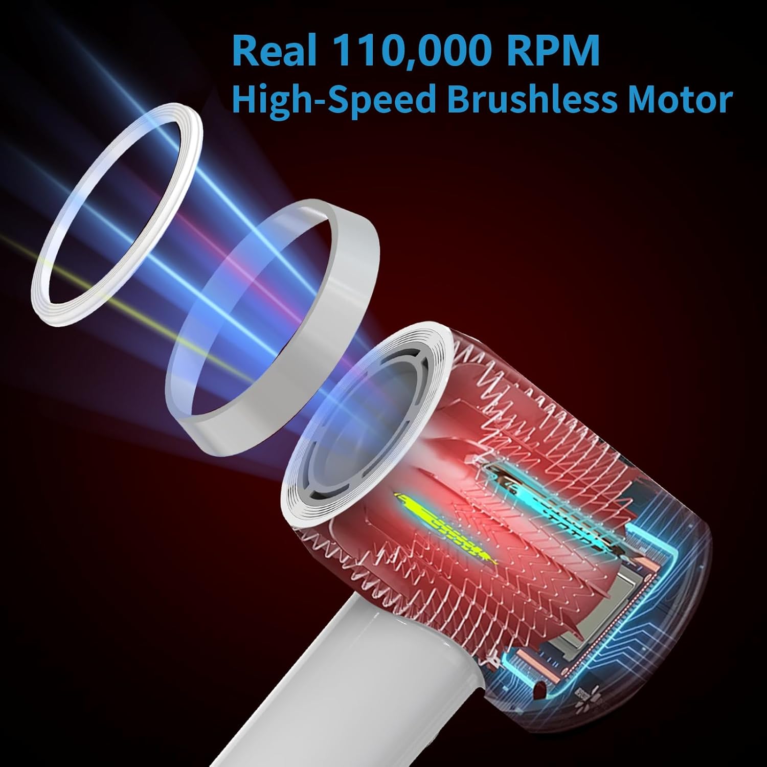 Ionic 1600W Hair Dryer White Lightweight Low Noise Family Design - Image 4
