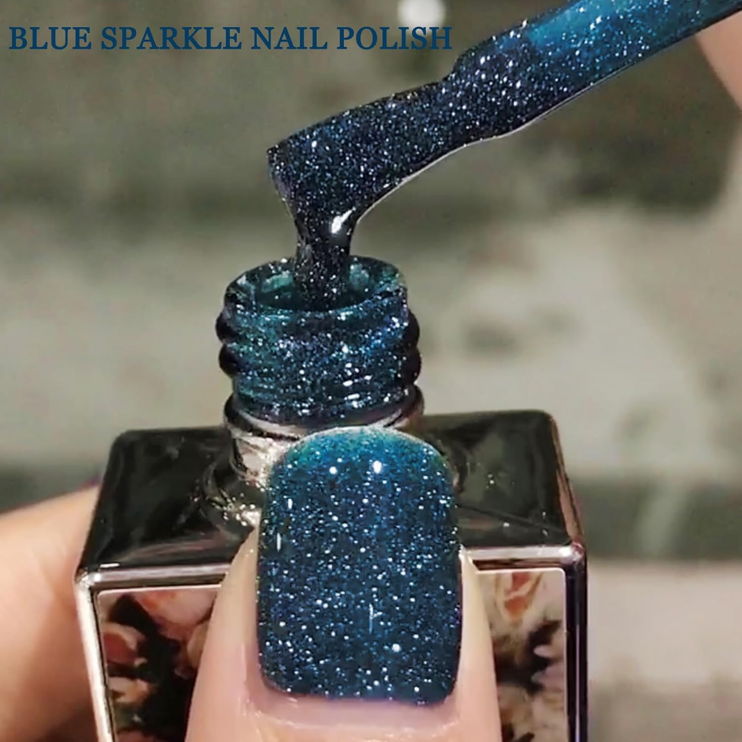 Sparkle Nail Polish 15ML Dark Blue Glitter Quick Dry High Density Navy Teal Shades - Image 4