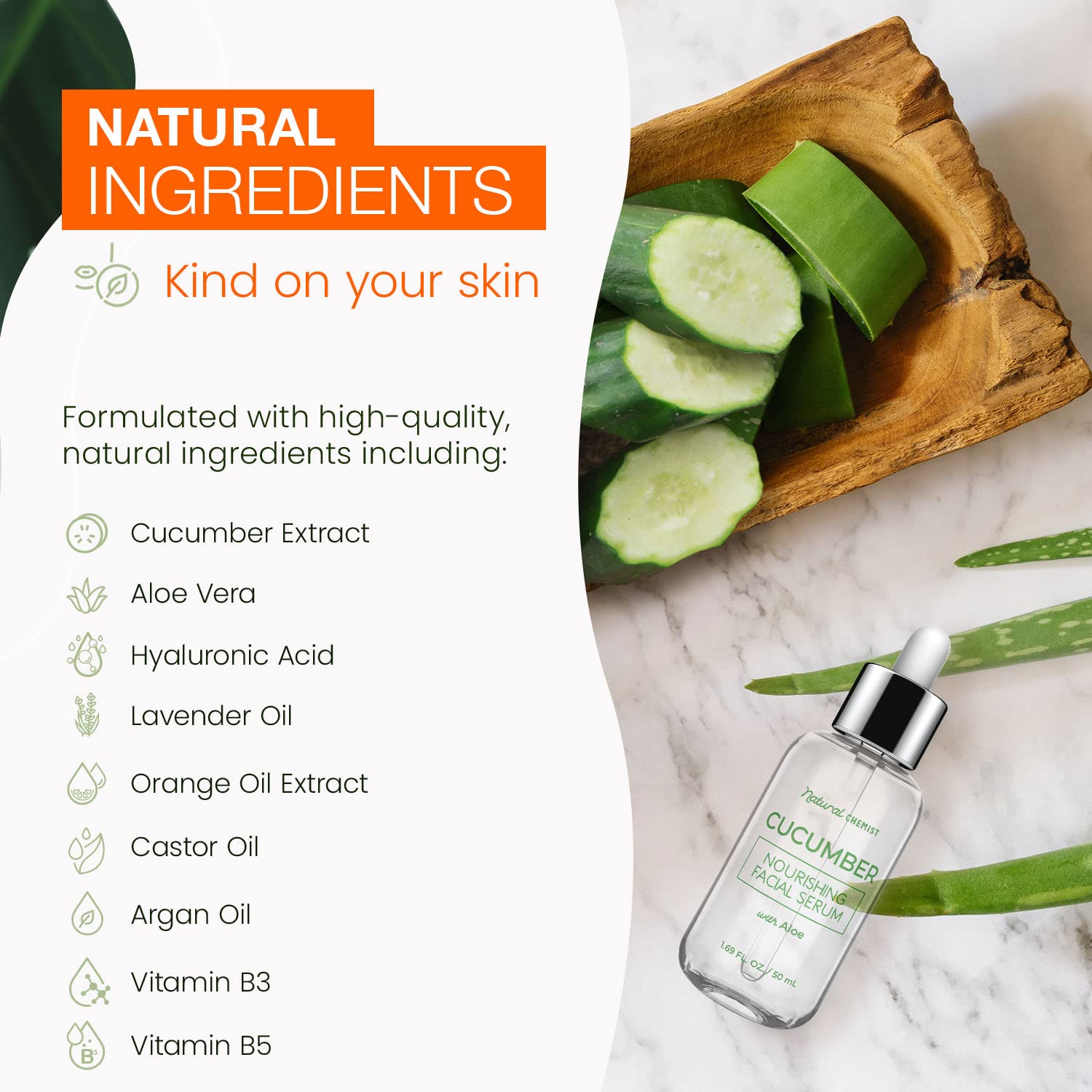 Cucumber & Aloe Face Serum 1.69 oz Hydrates Dry Skin Reduces Redness Cruelty-Free - Image 5