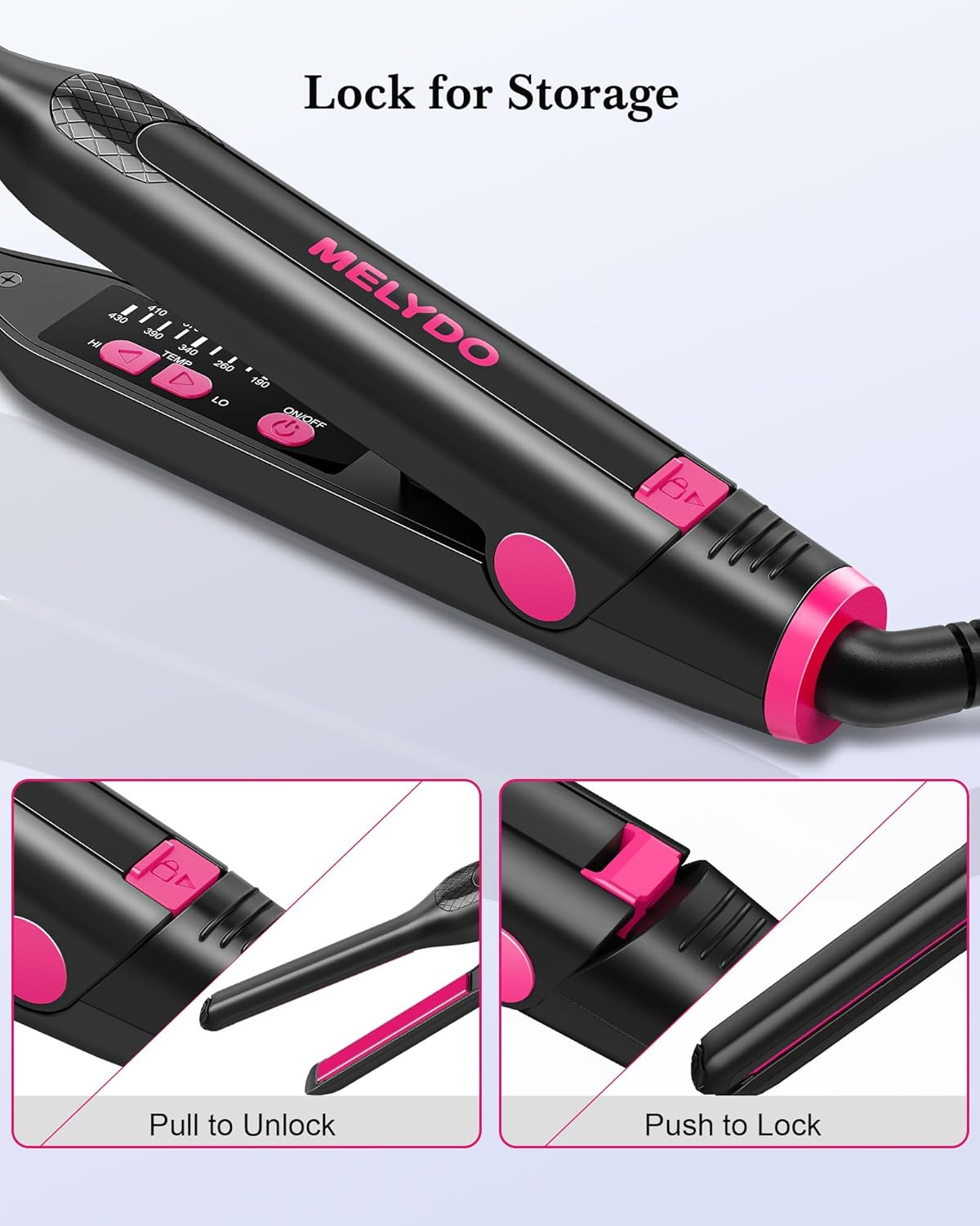 Mini Flat Iron 3/10 Inch for Short Hair, Adjustable Temperature, Auto Shut Off - Image 8
