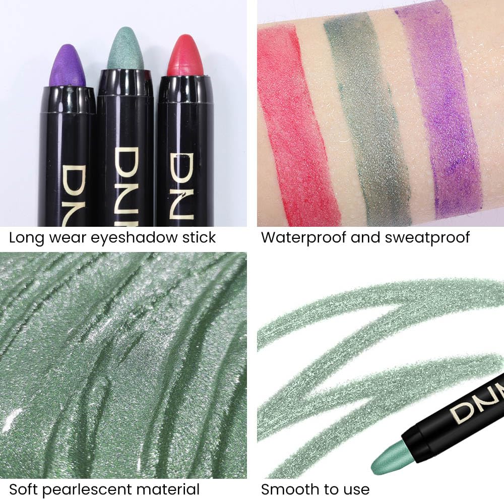 Kaely 2Pcs Waterproof Green Shimmer Cream Eyeshadow Stick Set 34g - Image 4