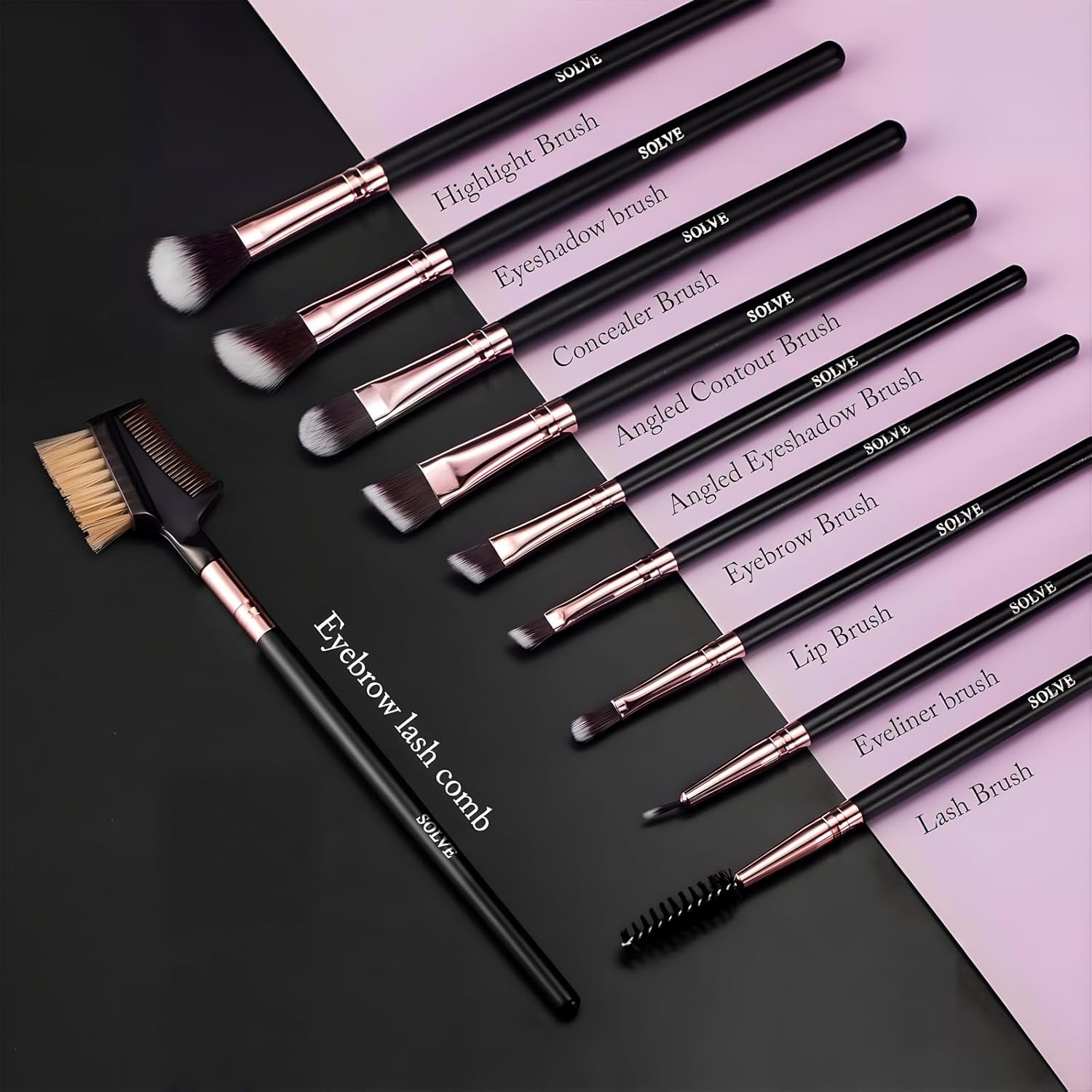 16-Piece Professional Makeup Brush Set with Black Travel Case for Foundation, Powder, Eyeshadow - Image 5