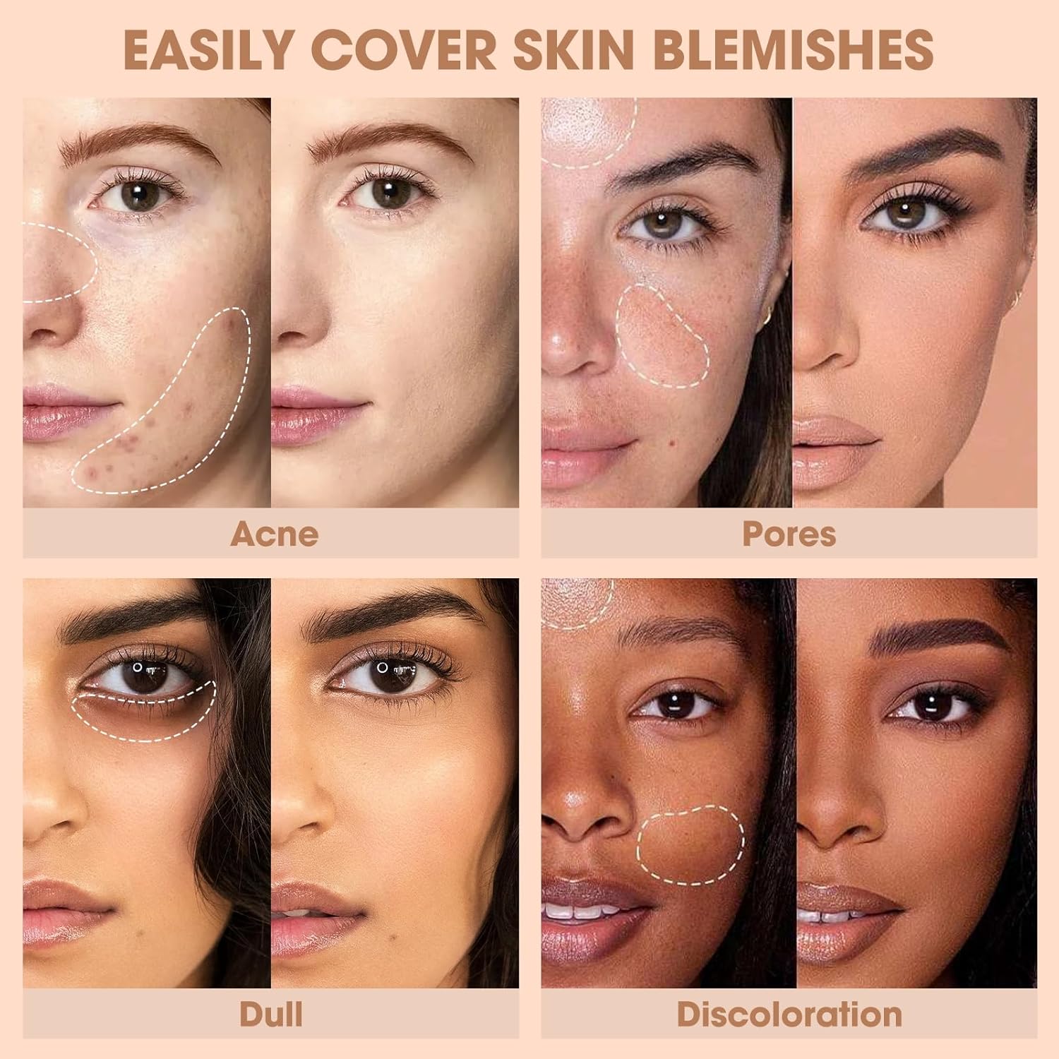 Waterproof Matte Full Coverage Cream Concealer Makeup Kit with Brush 0.35 oz #02 Light Cream - Image 5