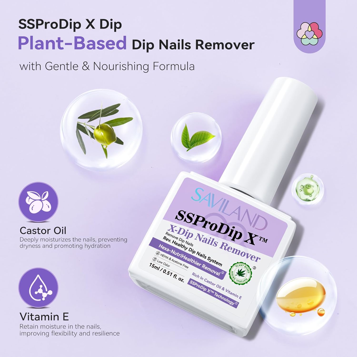 SAVILAND SSPro X Dip Powder Remover Kit with Cuticle Oil Nail File Gentle Home Use - Image 3
