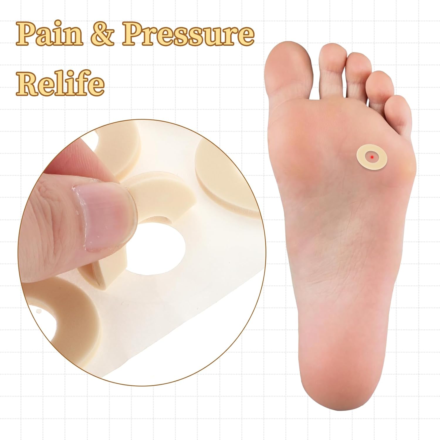 150pcs Self-Adhesive Corn Pads for Feet and Toes, Latex Sponge Callus Relief Pads - Image 3