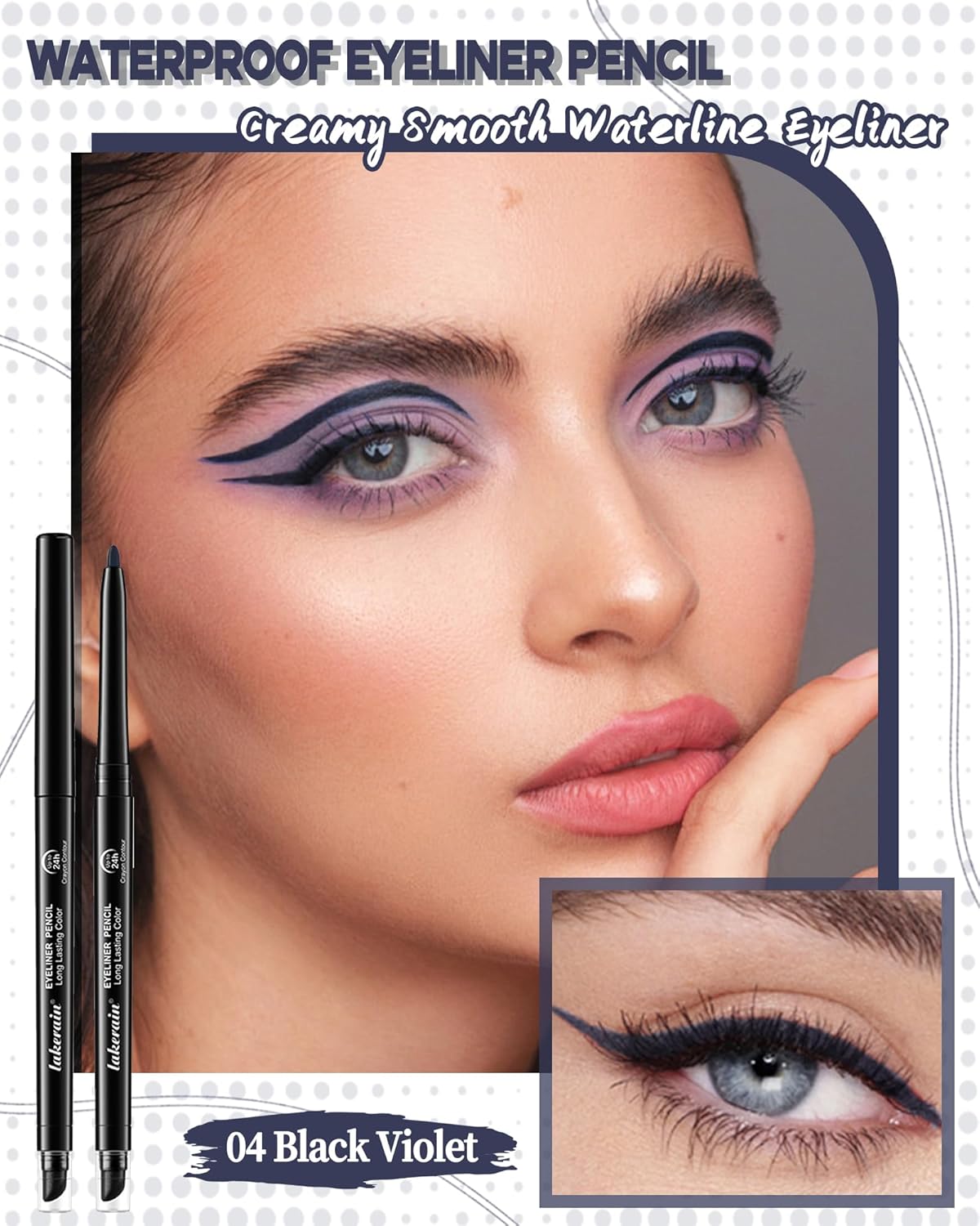 Navy Blue Waterproof Eyeliner Gel Pencil Set 2 Smudge Proof Retractable Pencils with Sharpener and Smudger - Image 2