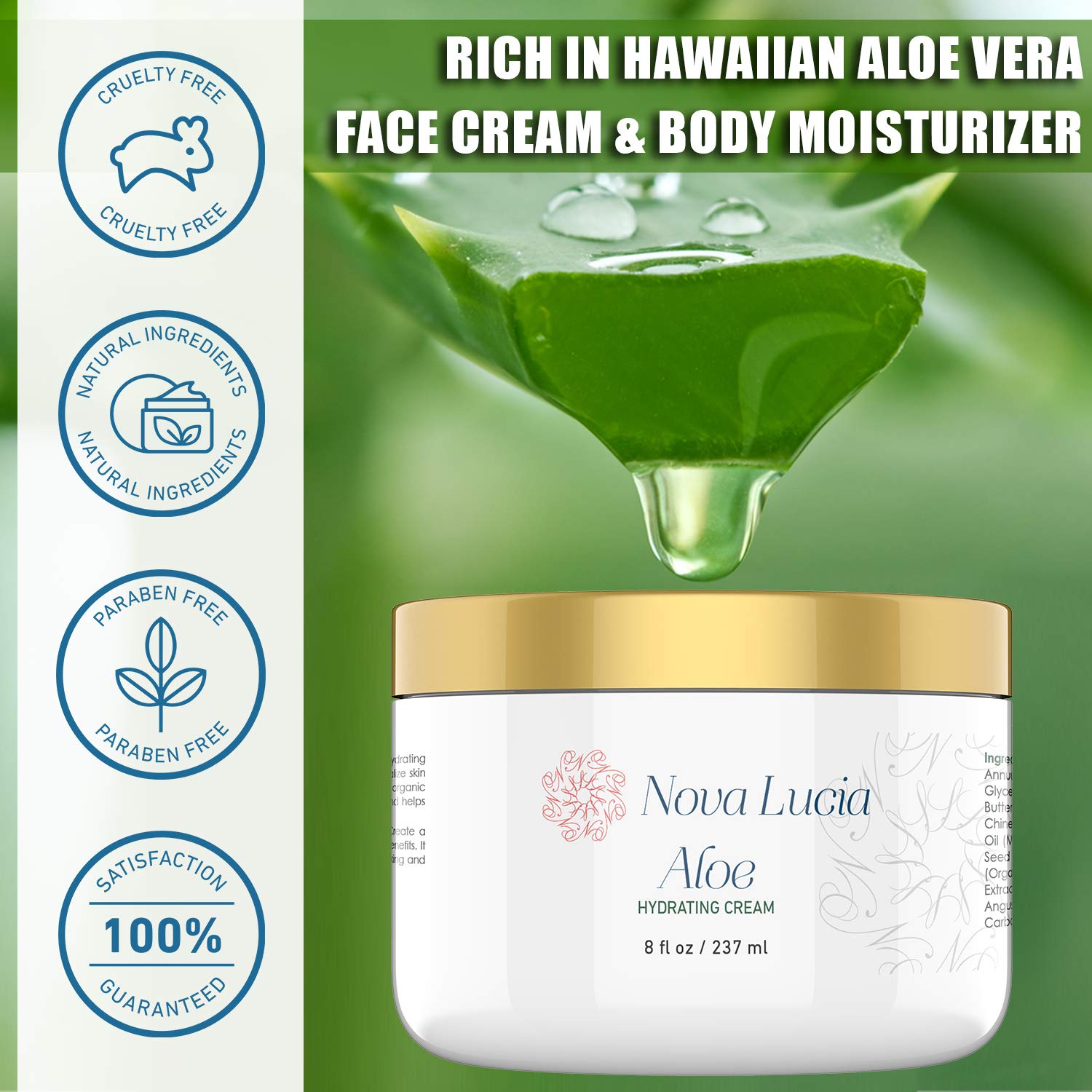 Hawaiian 8 oz Aloe Vera Moisturizer for Sunburn Relief and Anti-Wrinkle Care - Image 2