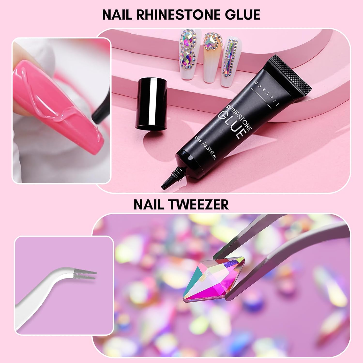 Makartt 3775 Piece Nail Gem Set with Rhinestone Glue and Tweezer for DIY Nail Art - Image 2