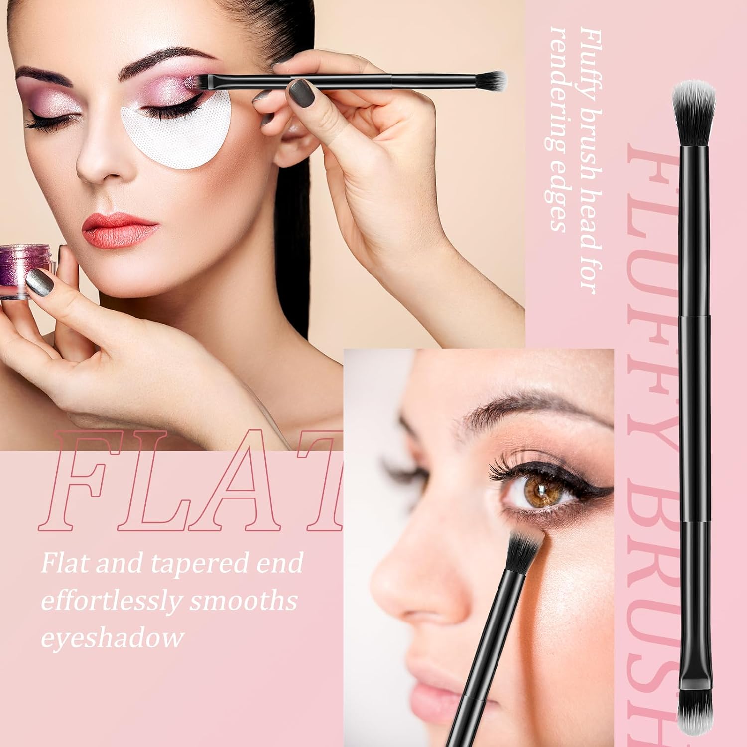 24 Piece Double Ended Eyeshadow and Concealer Makeup Brush Set Black - Image 3