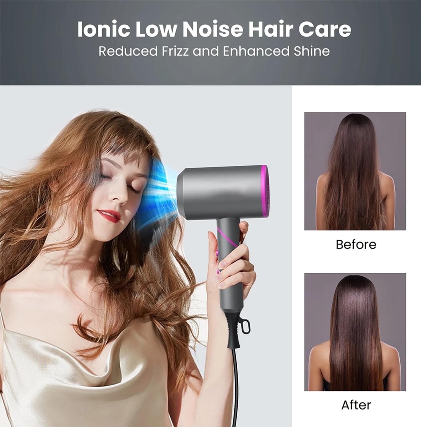 1800W Professional Lightweight Ion Hair Dryer with Foldable Handle for Quick Drying - Image 2