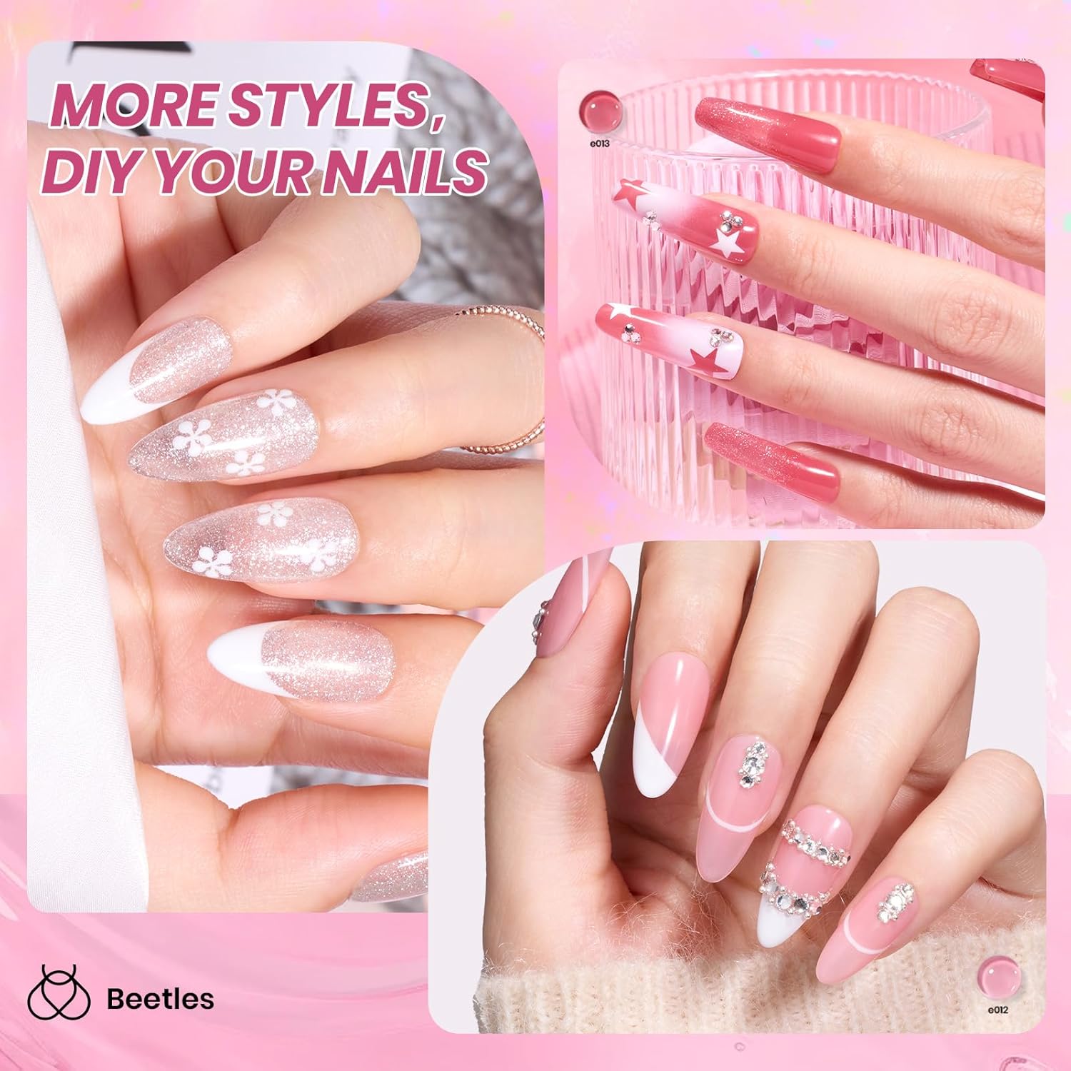 Beetles 25 Piece Pink Nude Gel Nail Polish Set 20 Colors with Base Top Coat - Image 4