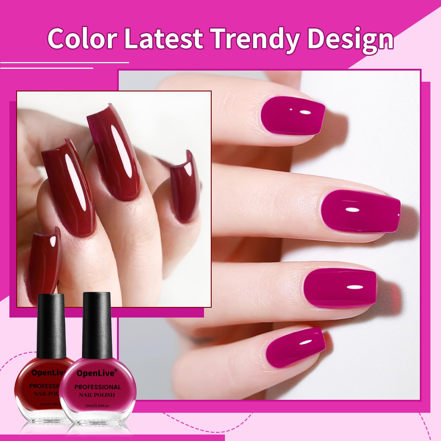 10ml Fast Dry Red Nail Polish Set 6 Colors All Seasons DIY Nail Art - Image 4
