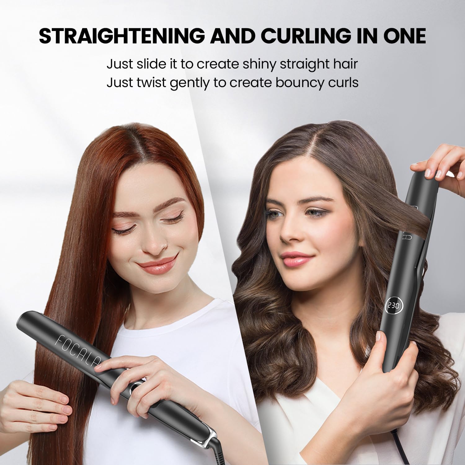 2 in 1 Flat Iron Curling Iron Hair Straightener Curler 1 Inch for Waves Curls - Image 2