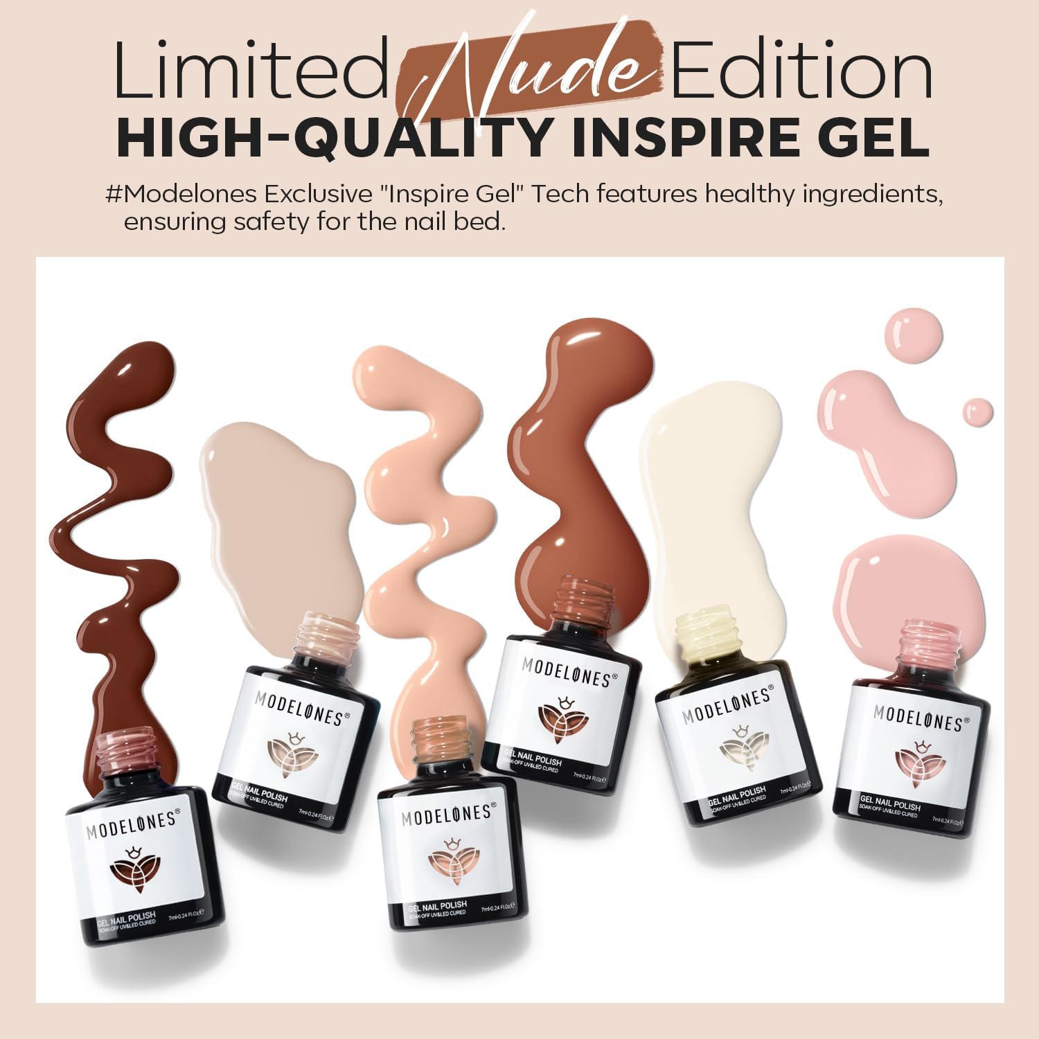 Modelones Nude Gel Nail Polish Set 6 Colors Skin Tones Soak Off Kit - Image 2