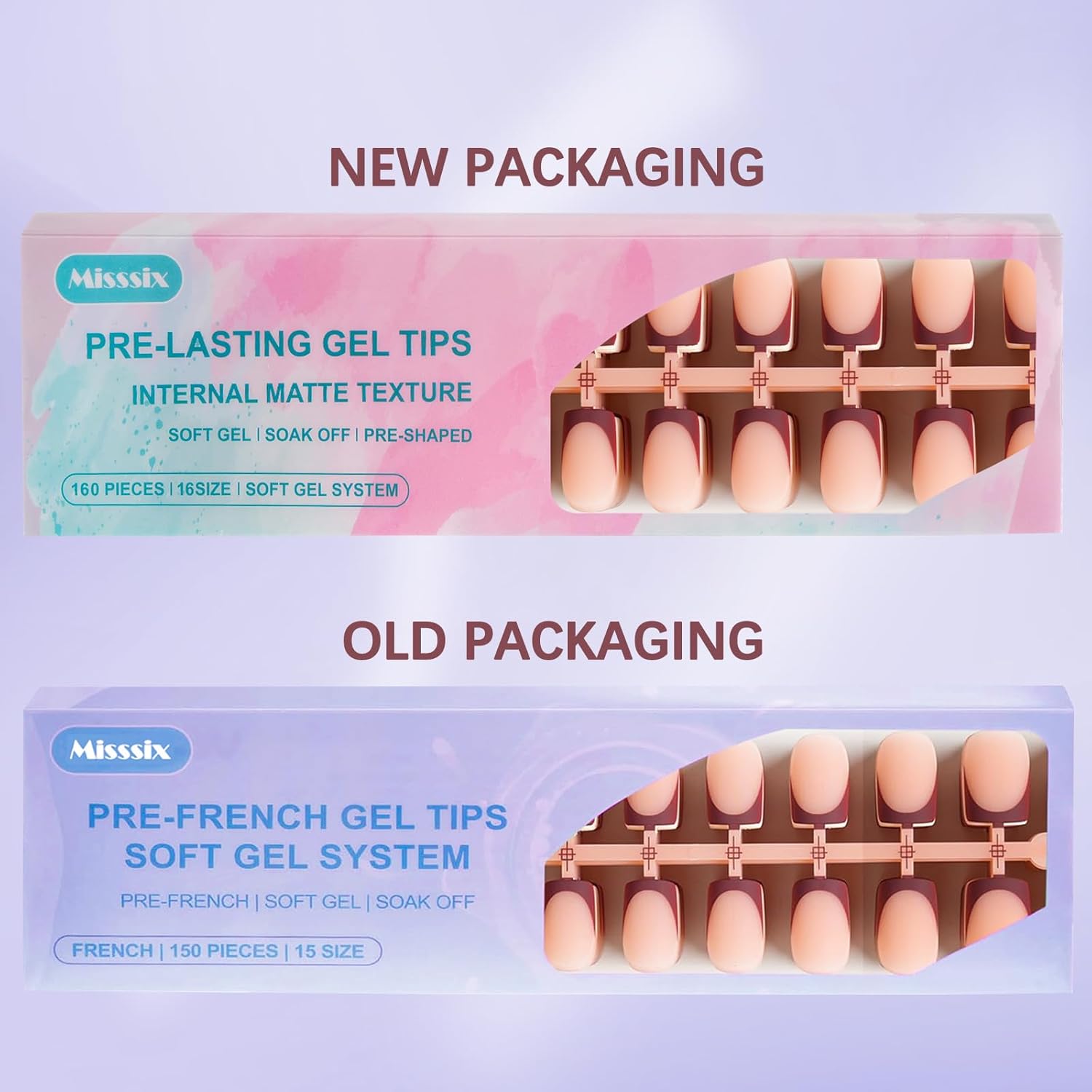 Misssix 160Pcs Short Square French Tip Soft Gel Press On Nails Kit 16 Sizes - Image 2