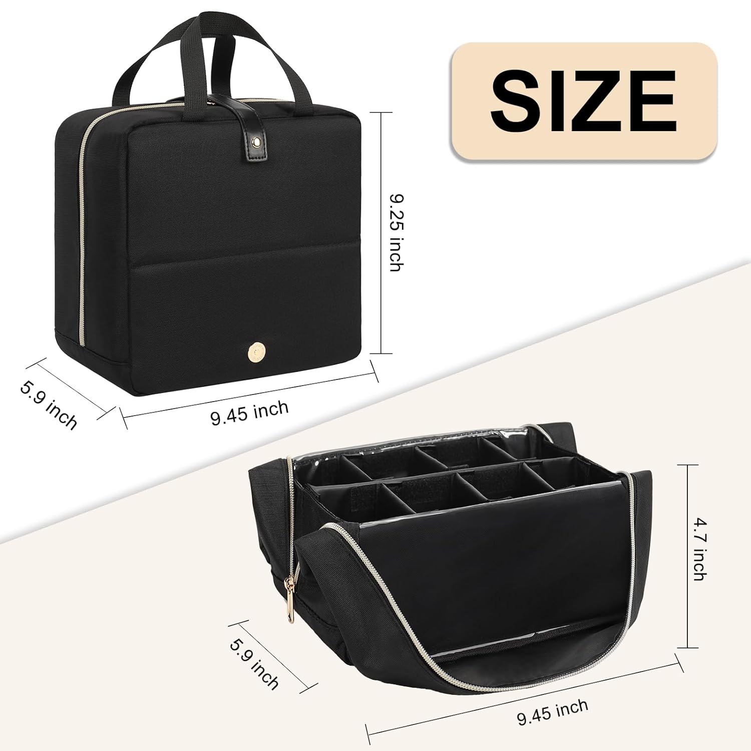 Portable Travel Makeup Brush Bag, Large Capacity with Detachable Dividers - Image 5