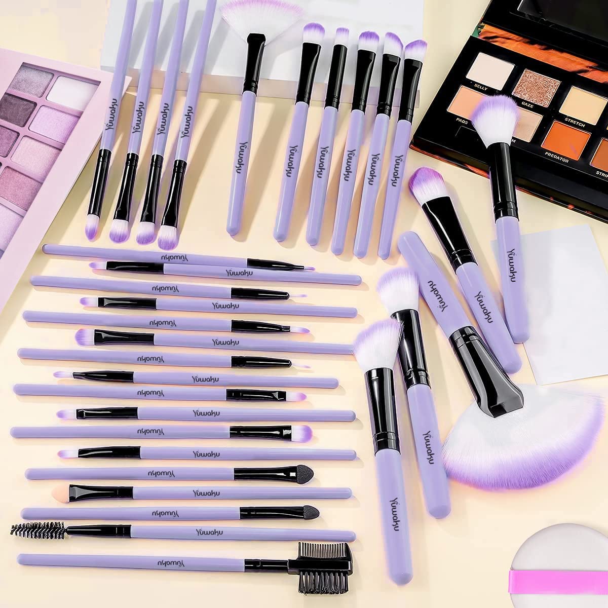 32-Piece Purple Professional Makeup Brush Set for Eyeshadow, Foundation, and Blusher - Image 7