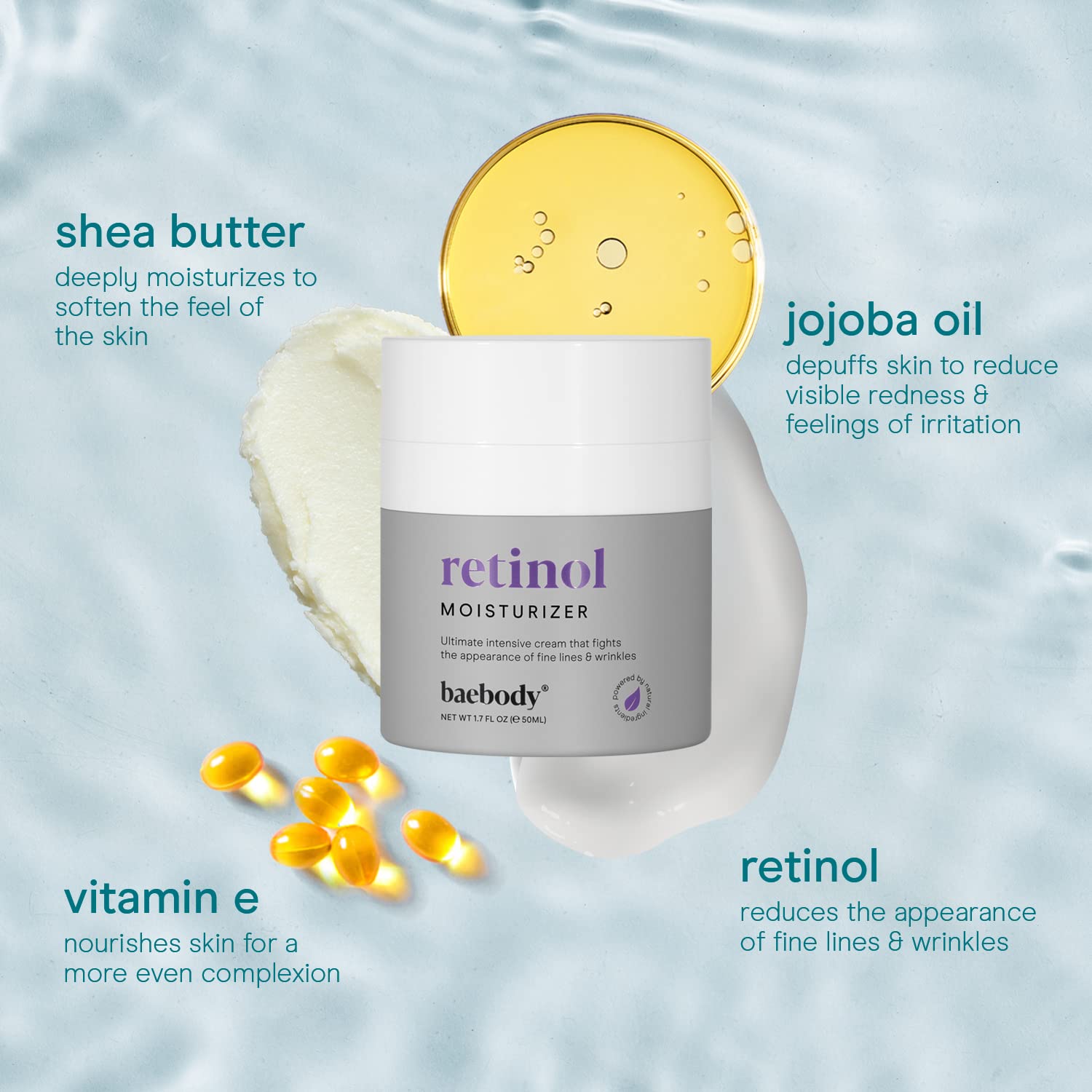 Baebody Retinol Face Cream Moisturizer 50ml with Jojoba Oil Vitamin E - Image 4