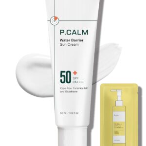 P.CALM Water Barrier Moisturizing Sun Cream Matte-Finish No White Cast SPF 50+ PA++++ Vegan Calming Moisture Daily Sunscreen for Dry Oily Sensitive Skin Korean Skincare