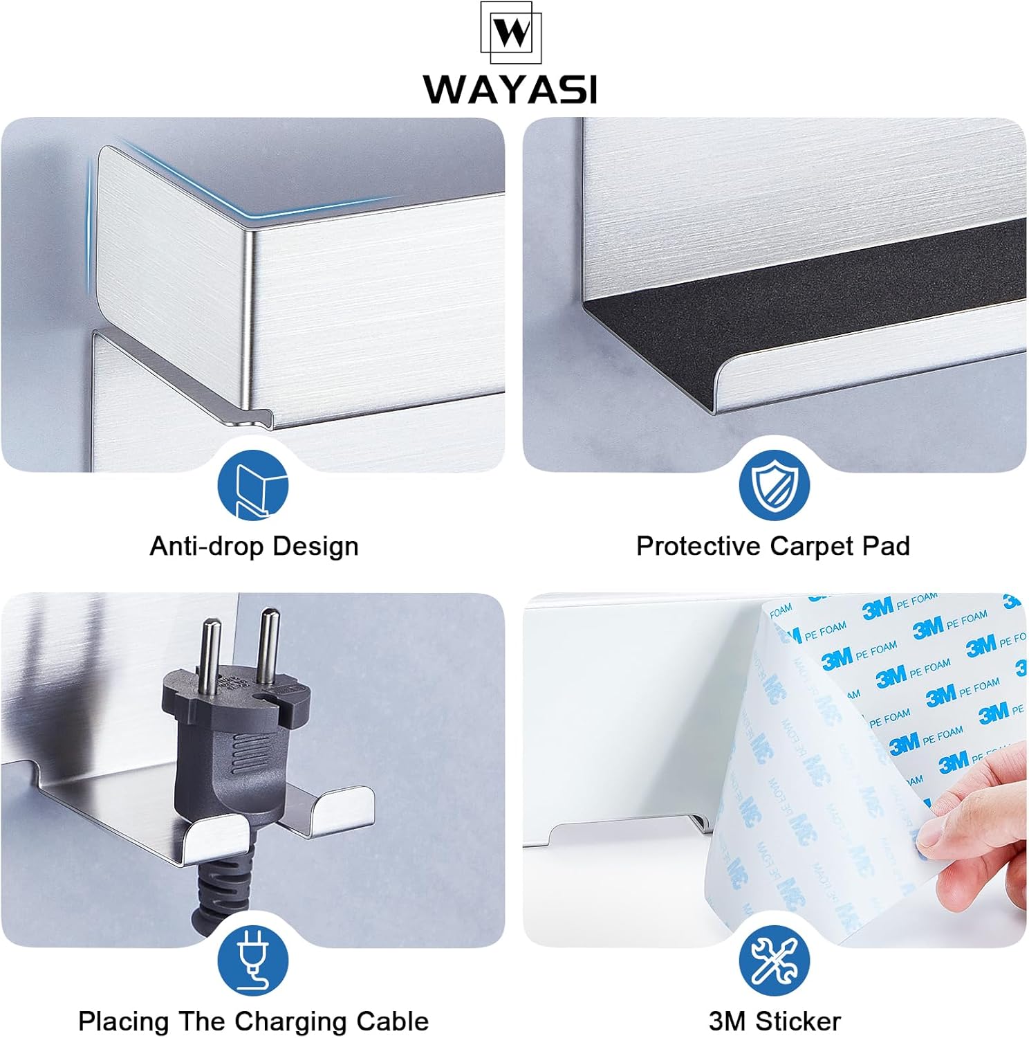 Stainless Steel Hair Dryer Holder Wall Mount Organizer for Bathroom Hair Tool Storage - Image 2