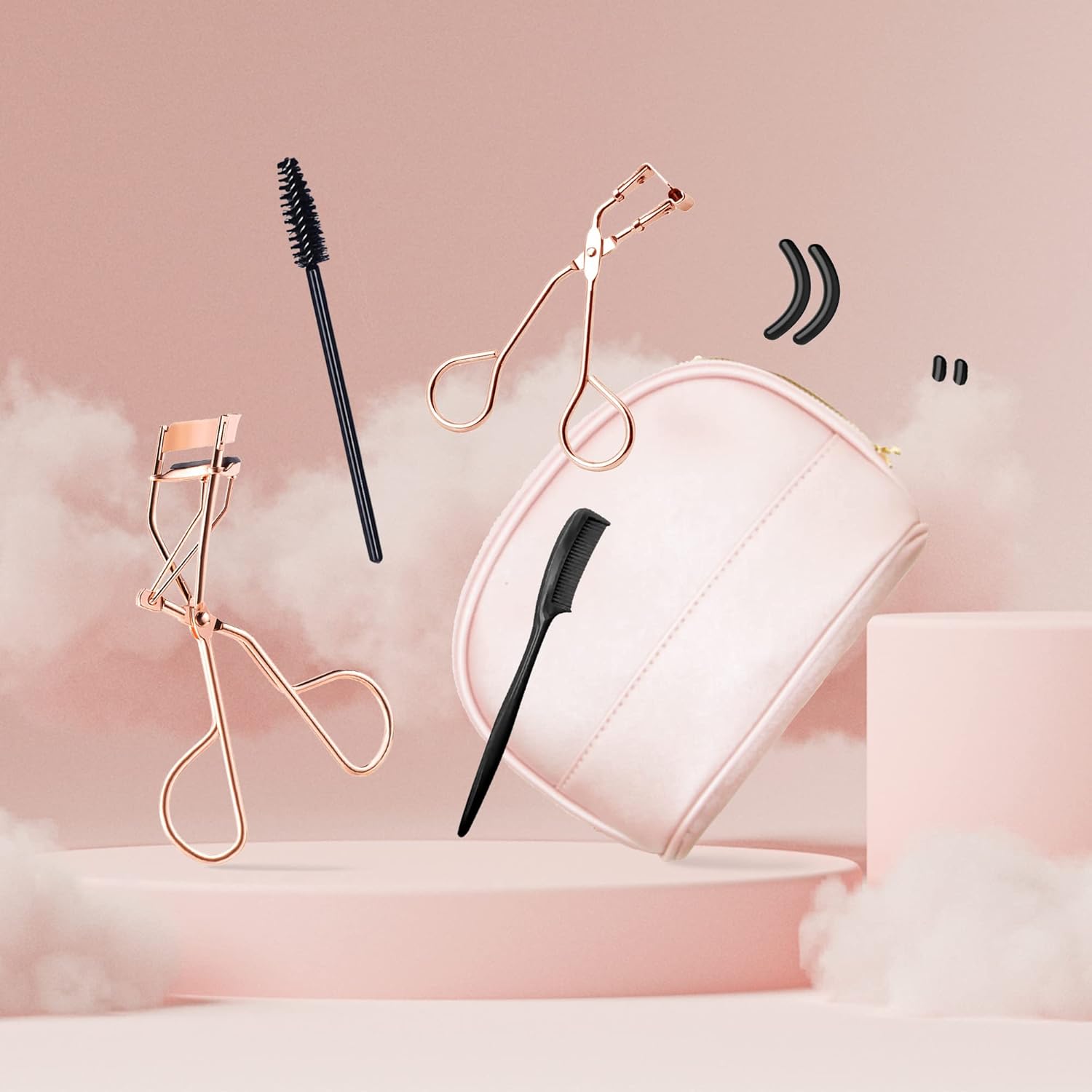 Eyelash Curler Set with Regular and Mini Precision Curlers, Separator Comb, Rose Gold Finish - Image 6