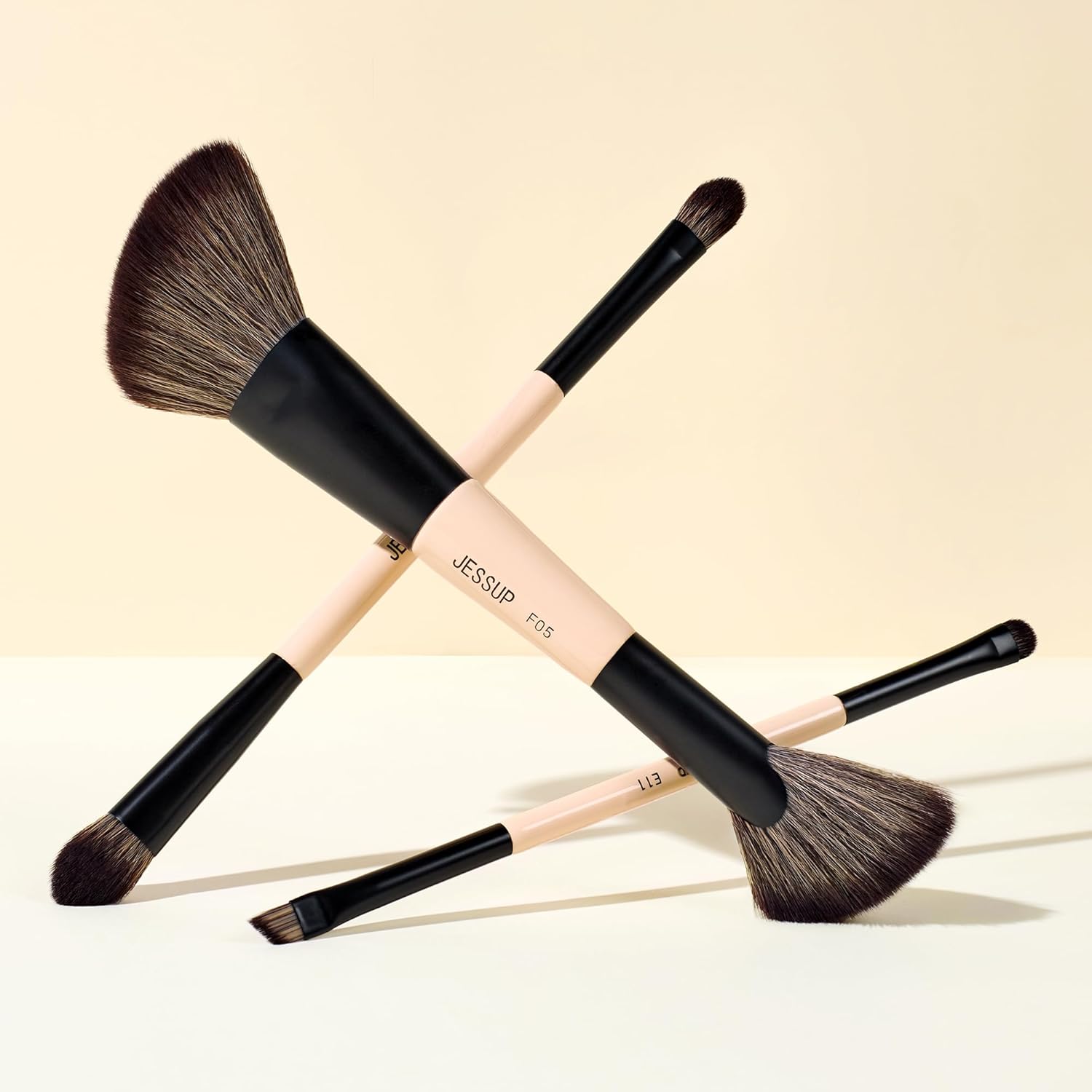 Jessup 3-Piece Travel Makeup Brush Set with Double-Sided Contour Eyeshadow Brushes - Image 7