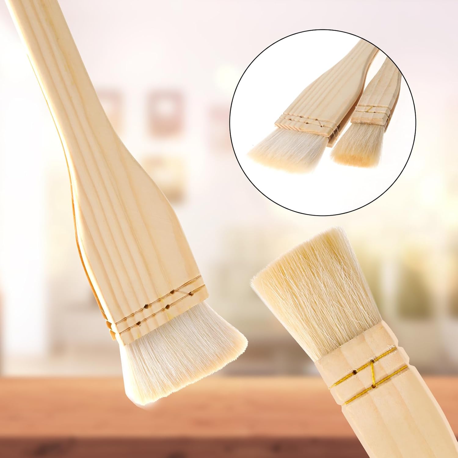 2PC Flat Hake Paint Brush Set for Watercolor, Sheep Hair, 1 Inch & 2 Inch - Image 3