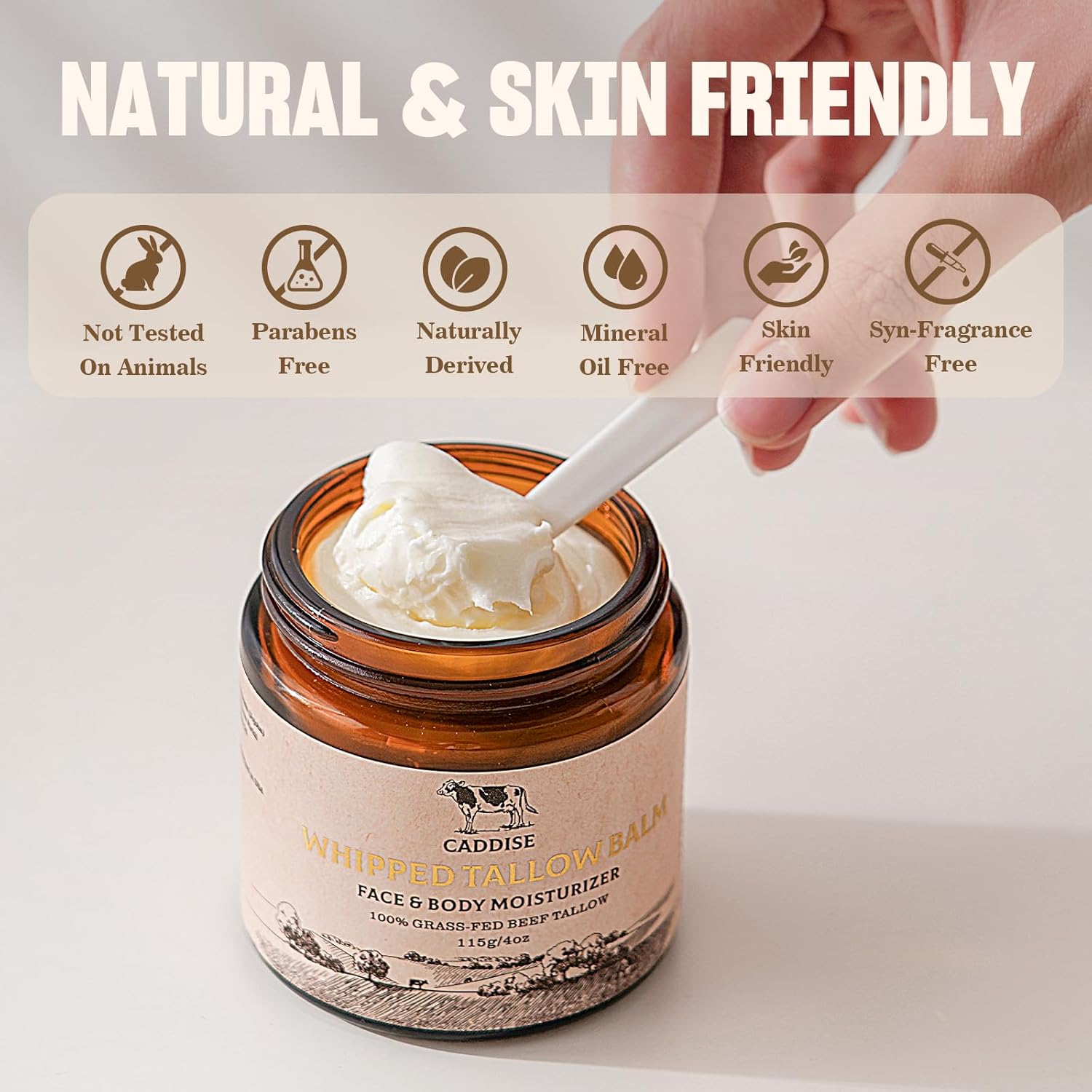 100% Grass-Fed Whipped Beef Tallow Cream Moisturizer for Face and Body, 4 Oz - Image 5