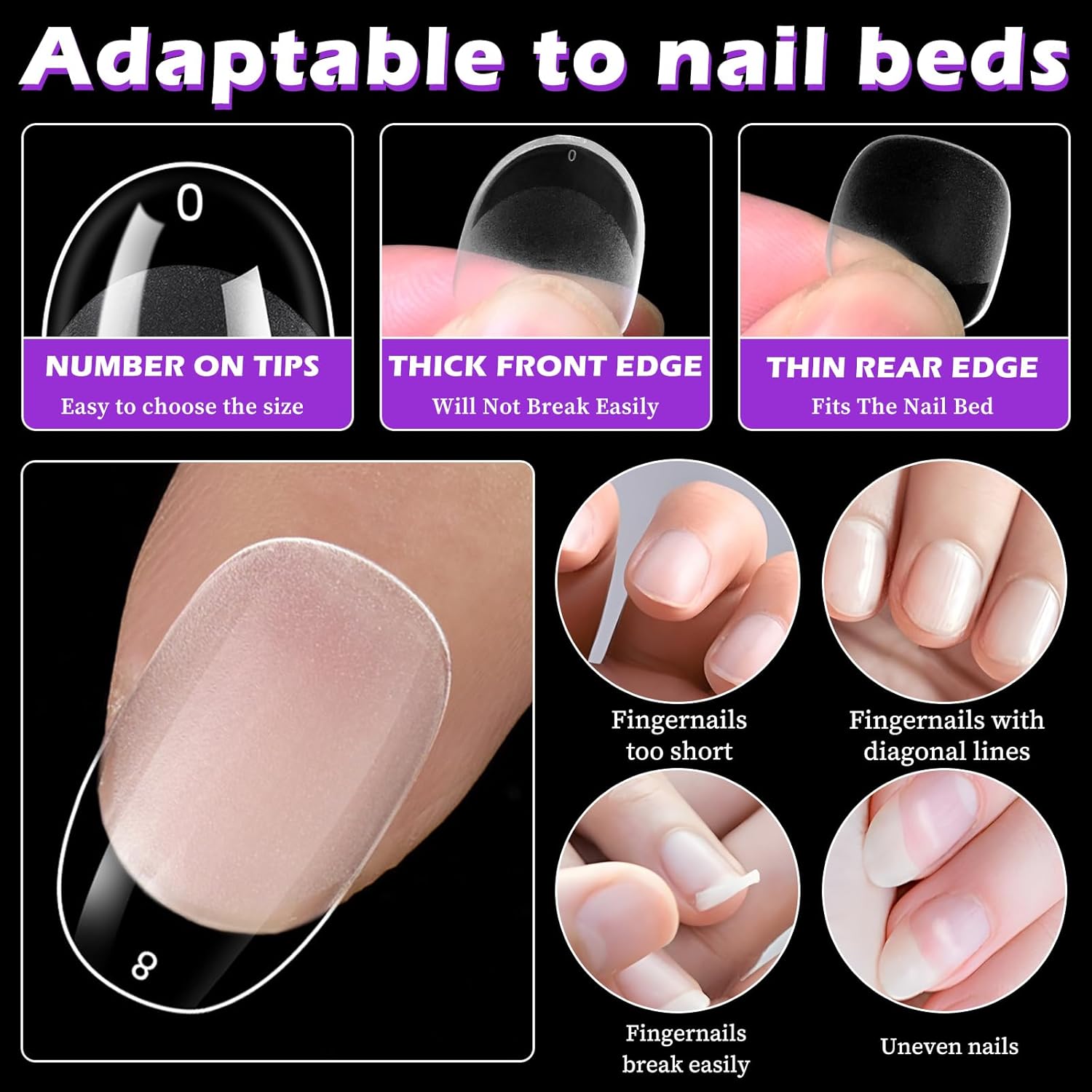 LoveOurHome 360pc Clear Short Oval Gel Extension Press-On Nails - 15 Sizes Included - Image 5
