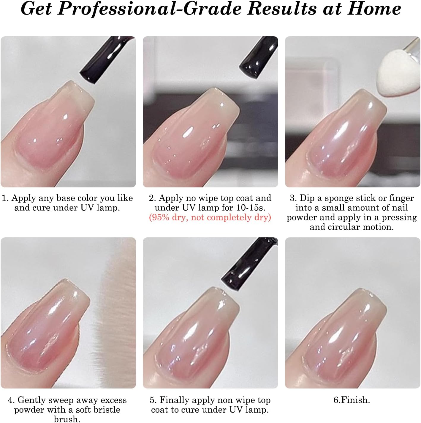 White Pearl Chrome Nail Powder 1g Gel Nails Mirror Effect High Gloss - Image 4