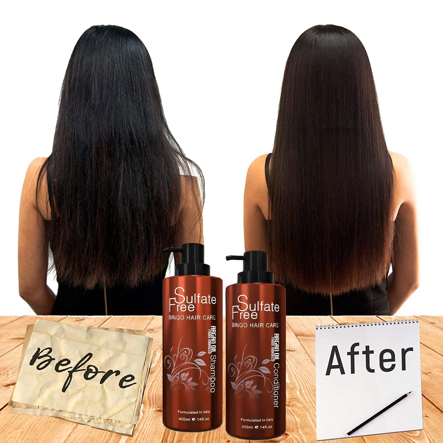 Moroccan Argan Oil Shampoo and Conditioner Set 24 Fl Oz All Hair Types Sulfate Free - Image 4