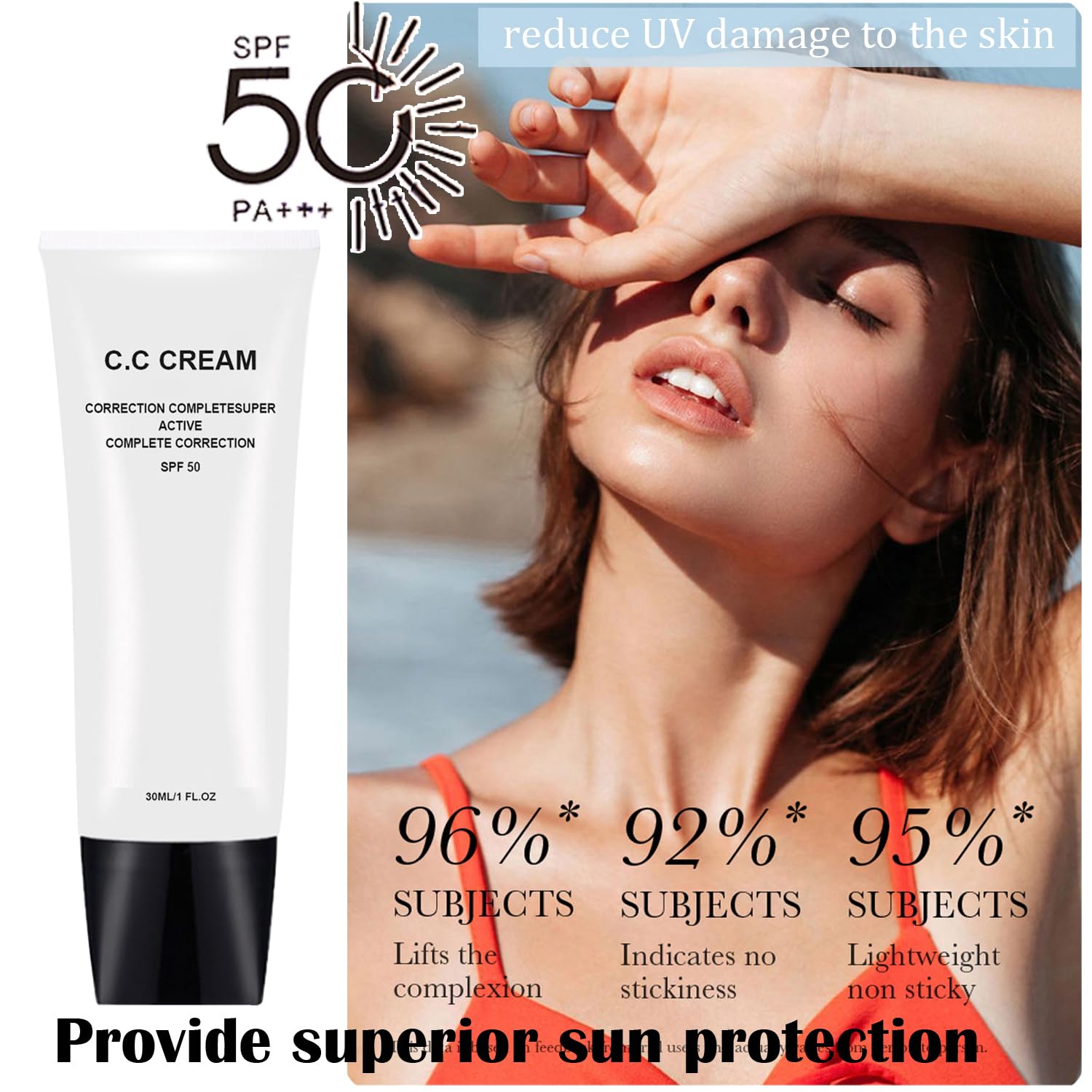 Mature Skin Self-Adjusting CC Cream Foundation SPF 50 Natural Tone Primer 50ml - Image 5