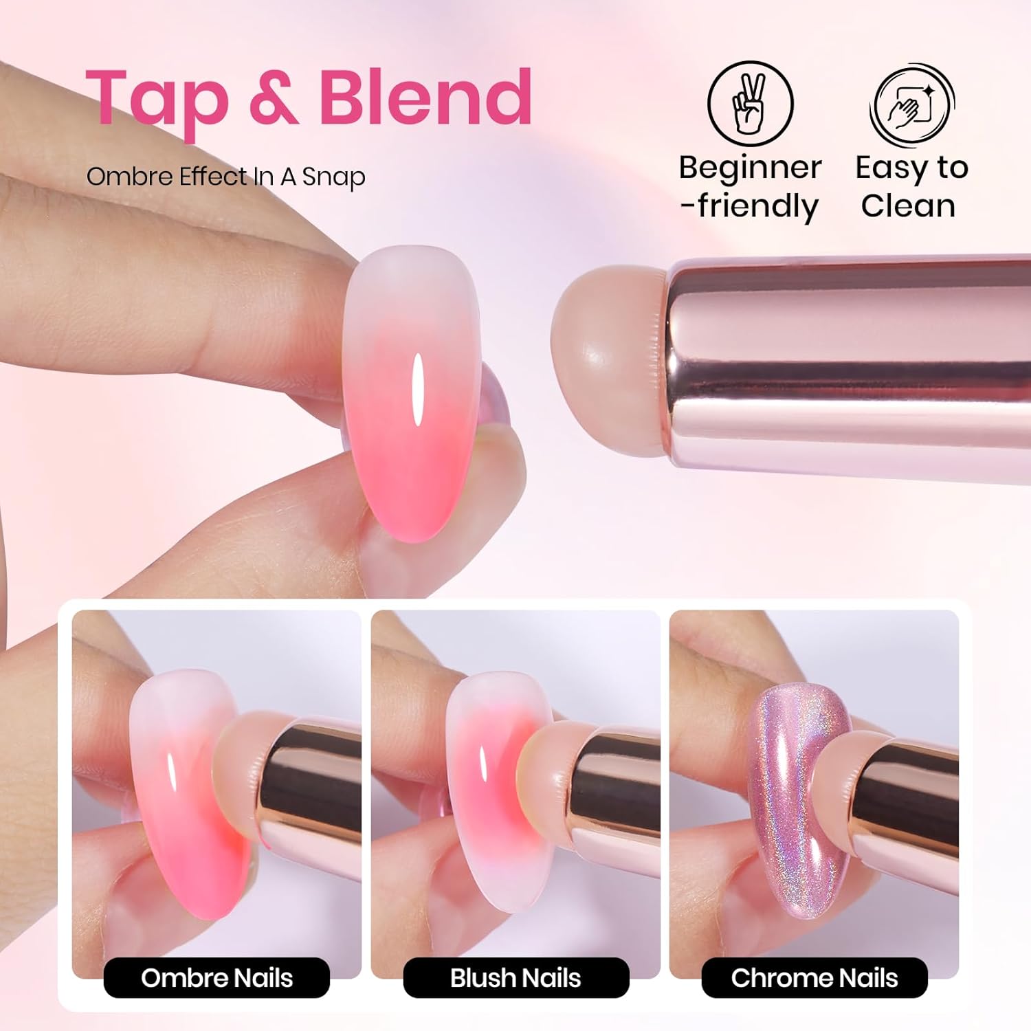 Beetles 5-Piece Blooming Gel Nail Art Brush Set with Ombre Gradient & Dotting Tool - Image 3