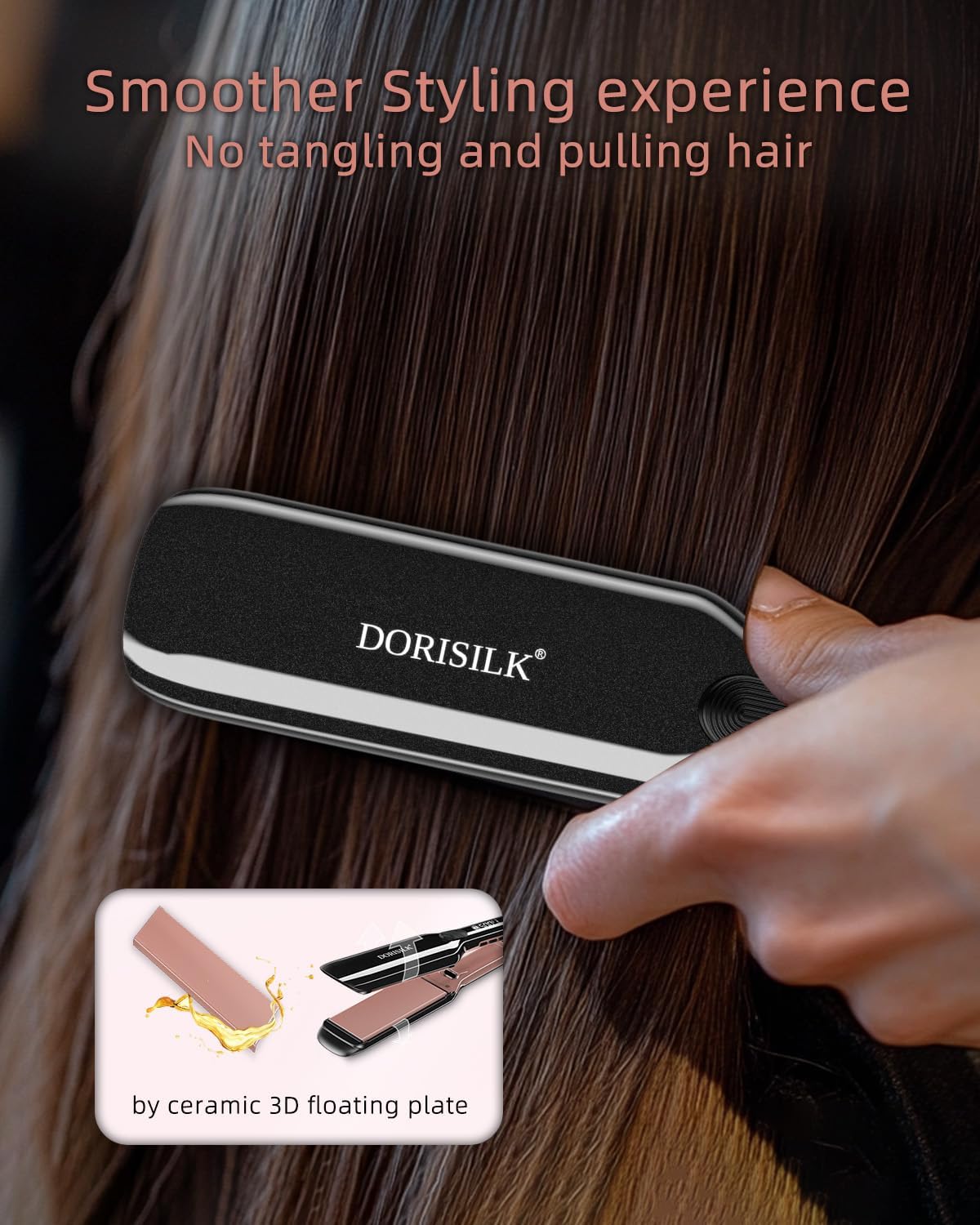 DORISILK 500 Degree Ceramic 2-in-1 Hair Straightener and Curler, Black - Image 8