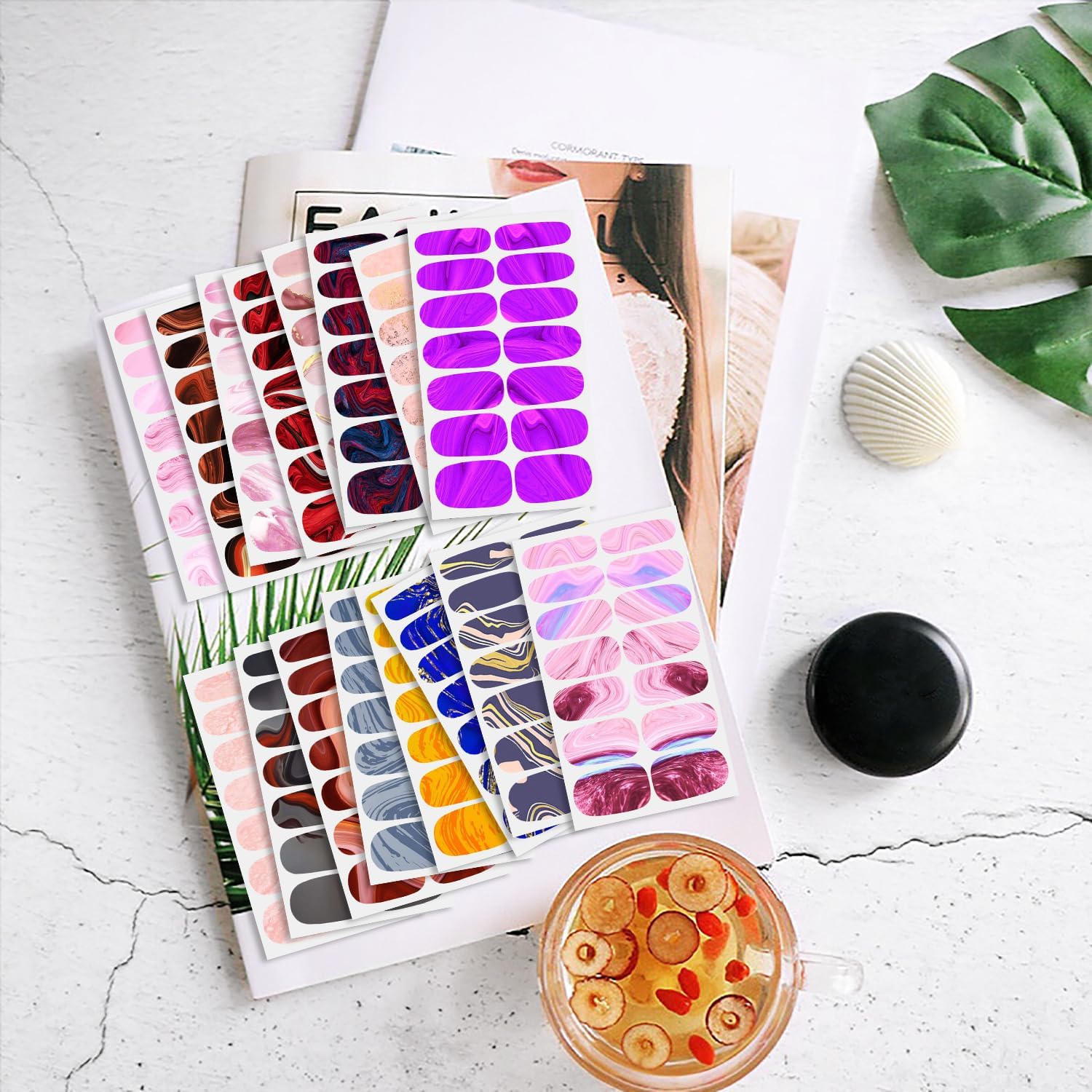 WOKOTO 16 Sheets Marble Design Nail Art Stickers for Women and Girls - Image 5