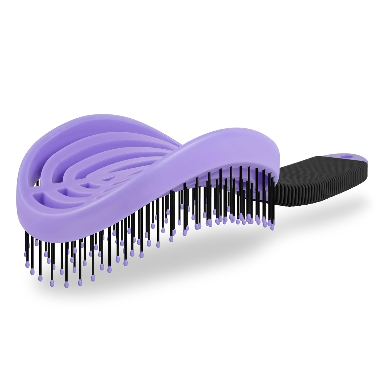 NuWay 4HAIR DoubleC U.S. Patented Double Curved Detangling Brush is Hair Dryer Safe (Violet)