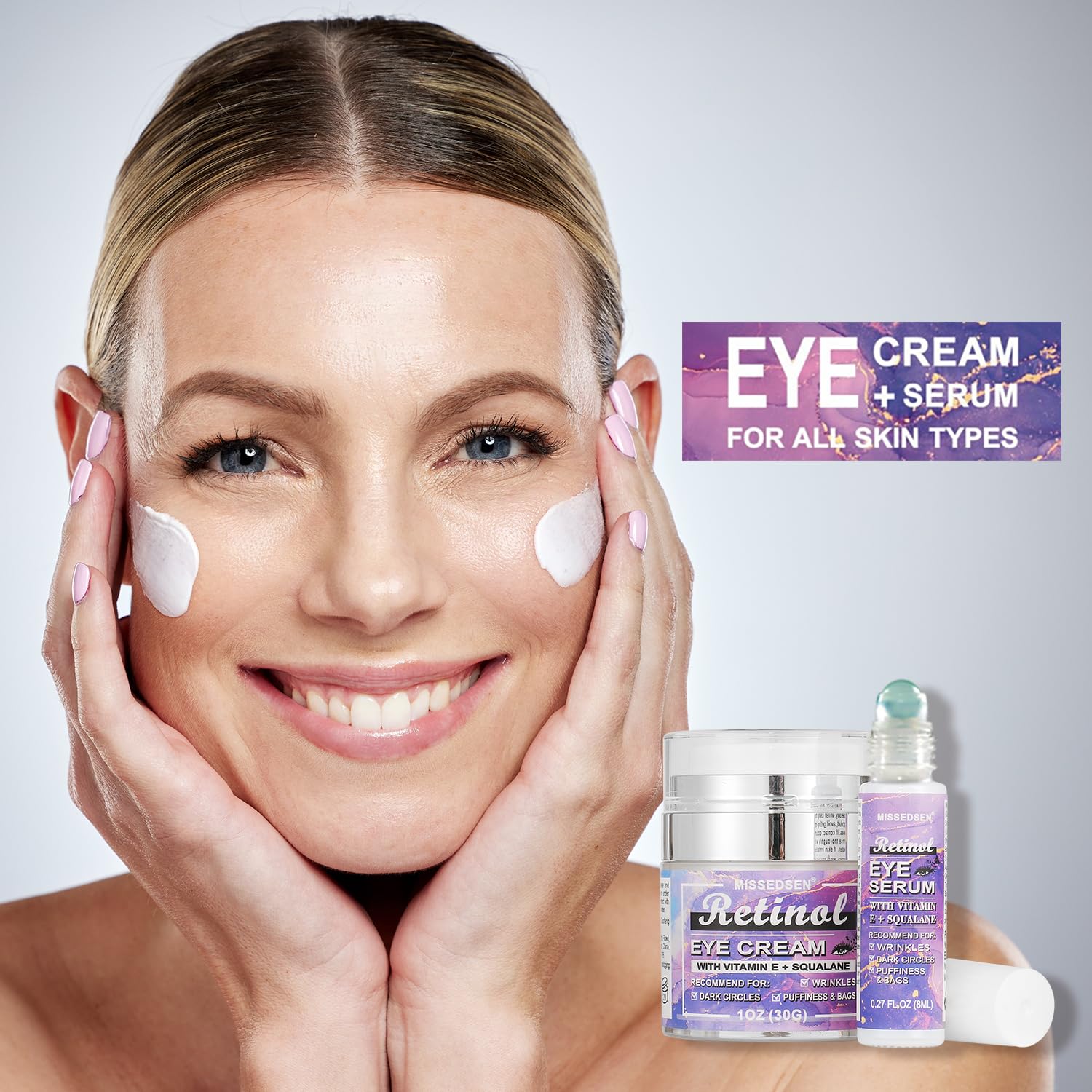 Retinol Vitamin C Anti-Aging Eye Cream and Serum Set for Sensitive Skin 30g 8ml - Image 2