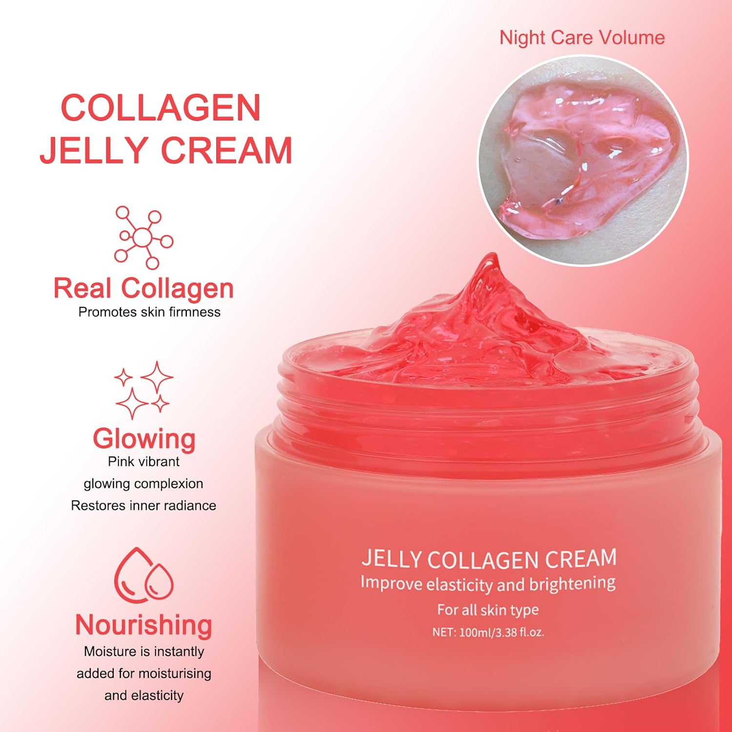 Collagen Jelly Cream with Niacinamide and Hydrolyzed Collagen for Hydration, Elasticity - 3.38 fl oz - Image 4