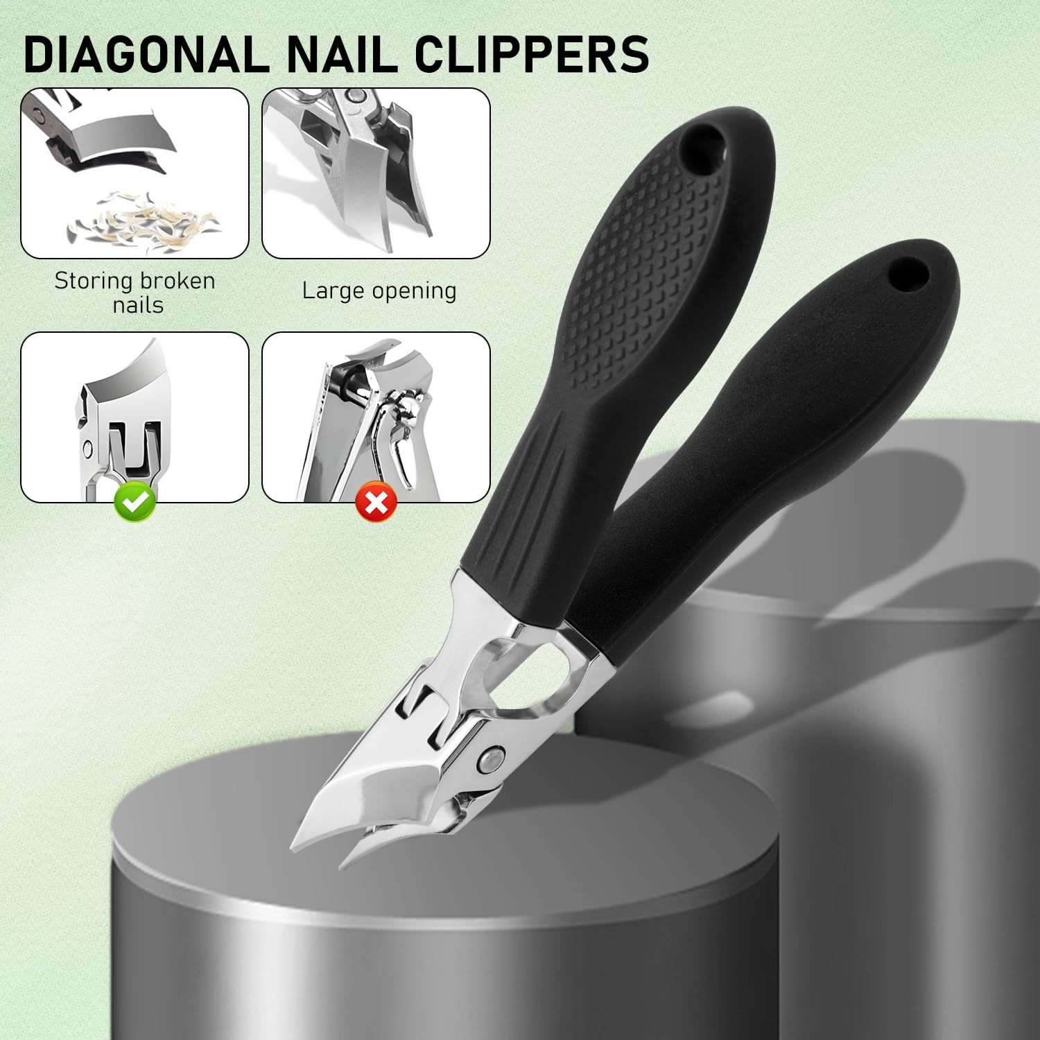 3-Piece Eagle Beak Beveled Nail Clipper Set, Long Handle, Anti-Splash, For Men and Women - Image 4